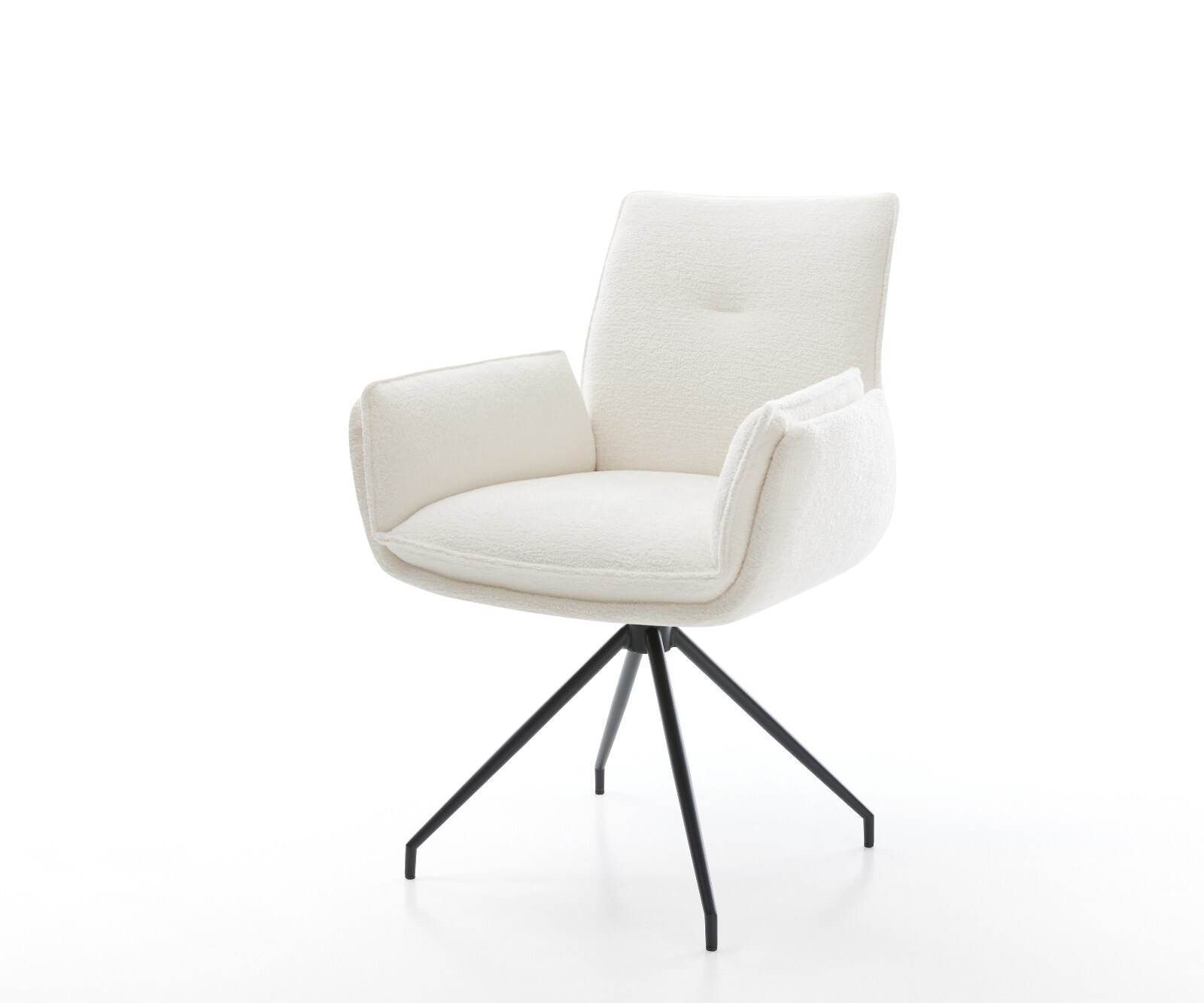 Esszimmerstuhl Nela-Flex Bouclé Soft Beige Kreuzgestell konisch Schwarz