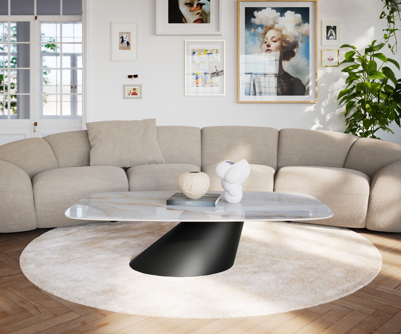 Couchtisch Edge Boot 140x80 cm Keramik Onyx Pearl Salto Metall Schwarz 1