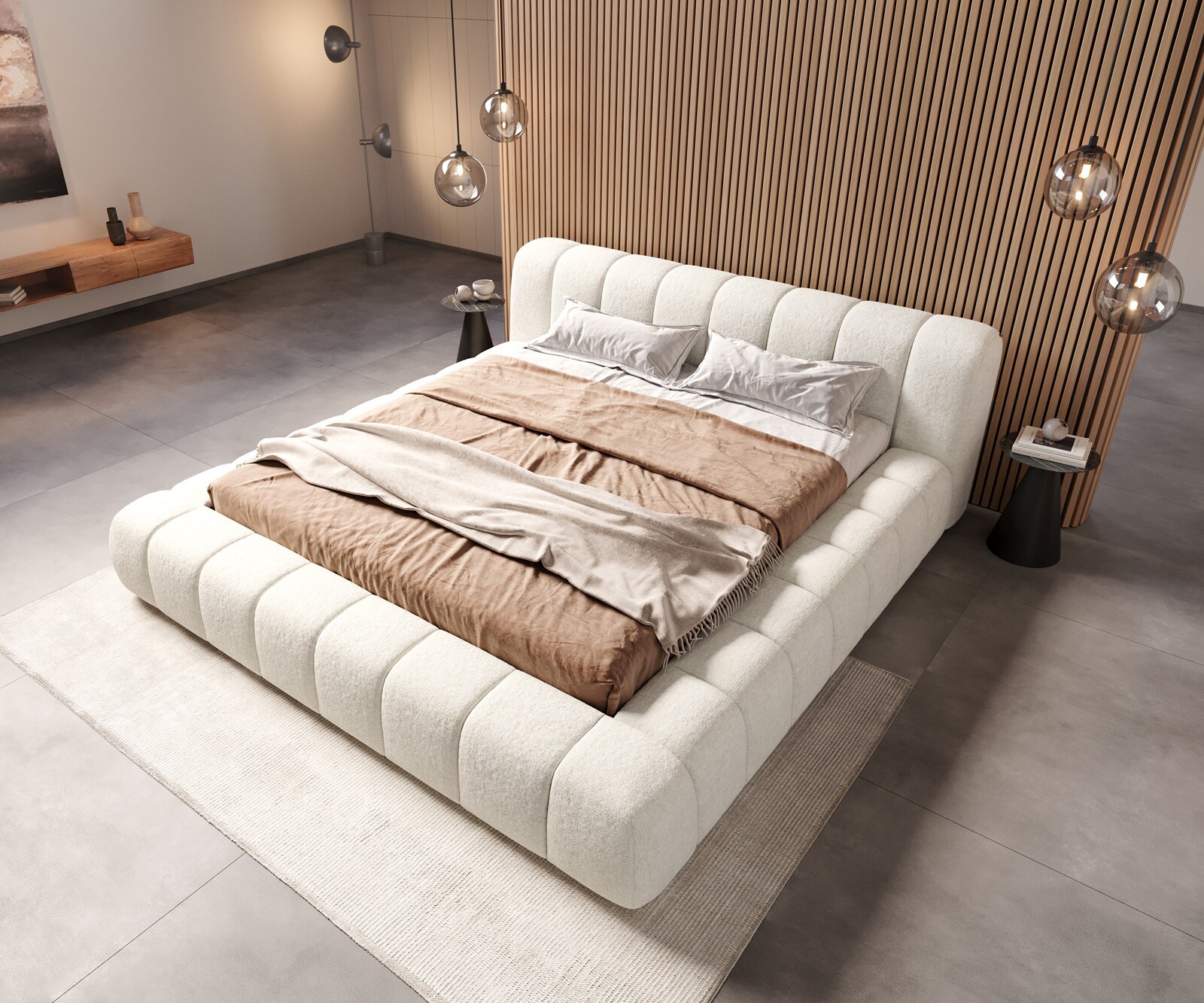 Polsterbettgestell Cutio 180x200 cm Bouclé Soft Beige 6