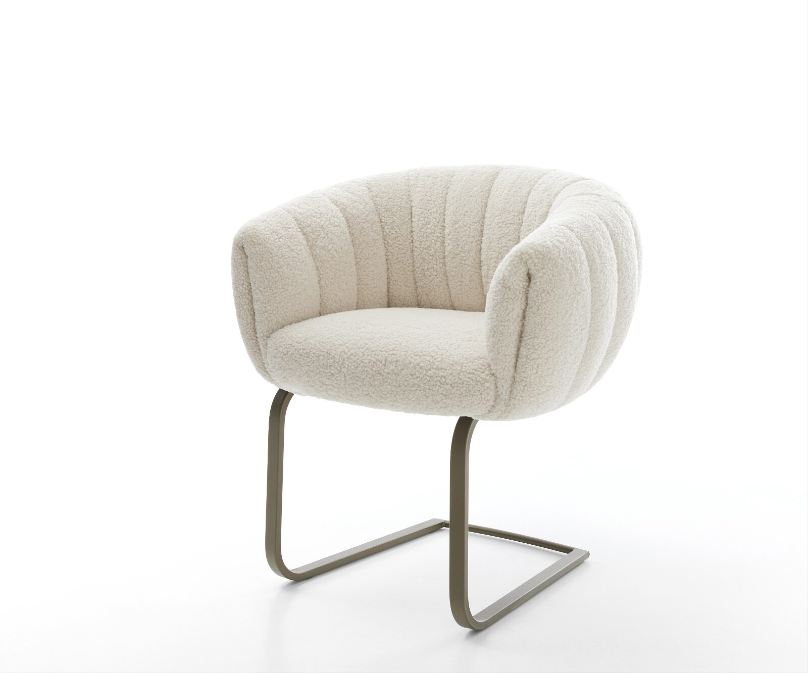 Cantilever Jada-Flex tissu teddy beige pied cantilever plat aspect titane ressorts ensachés