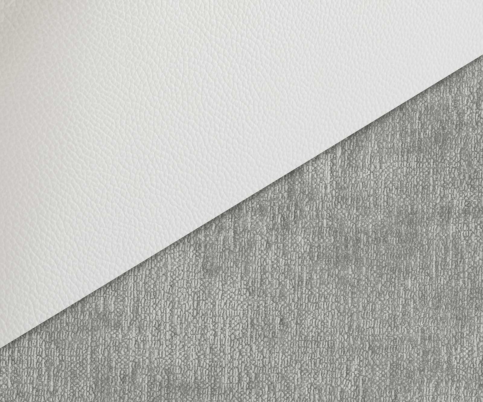 Drehstuhl Luan-Flex mit Armlehnen Materialmix Echtleder Weiß-Silbergrau Kreuzgestell breit Weiß 360° drehbar Wippfunktion 3 Drehstuhl Luan-Flex mit Armlehnen Materialmix Echtleder Weiß-Silbergrau Kreuzgestell breit Weiß 360° drehbar Wippfunktion 3