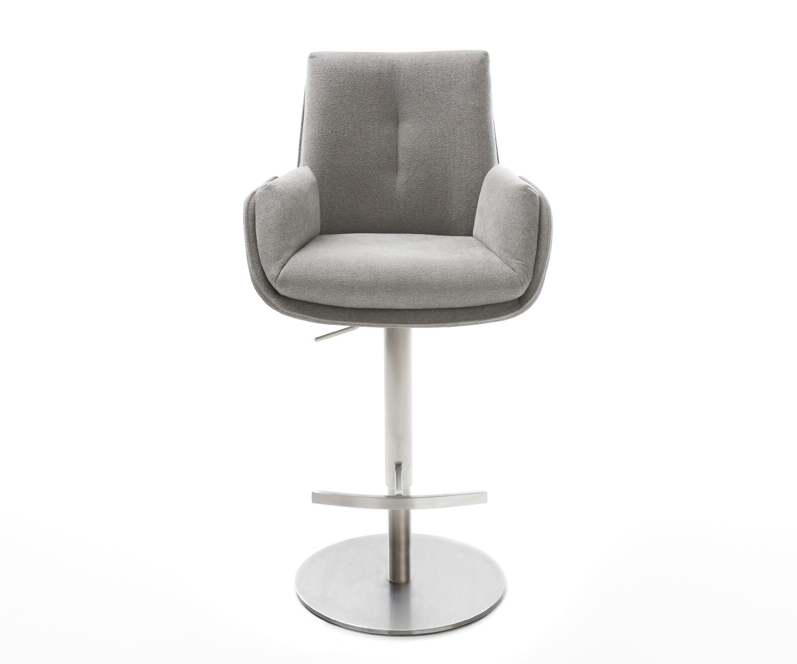 Barstuhl Clea-Flex Strukturstoff Soft Grau Drehfuß höhenverstellbar Edelstahl drehbar 1