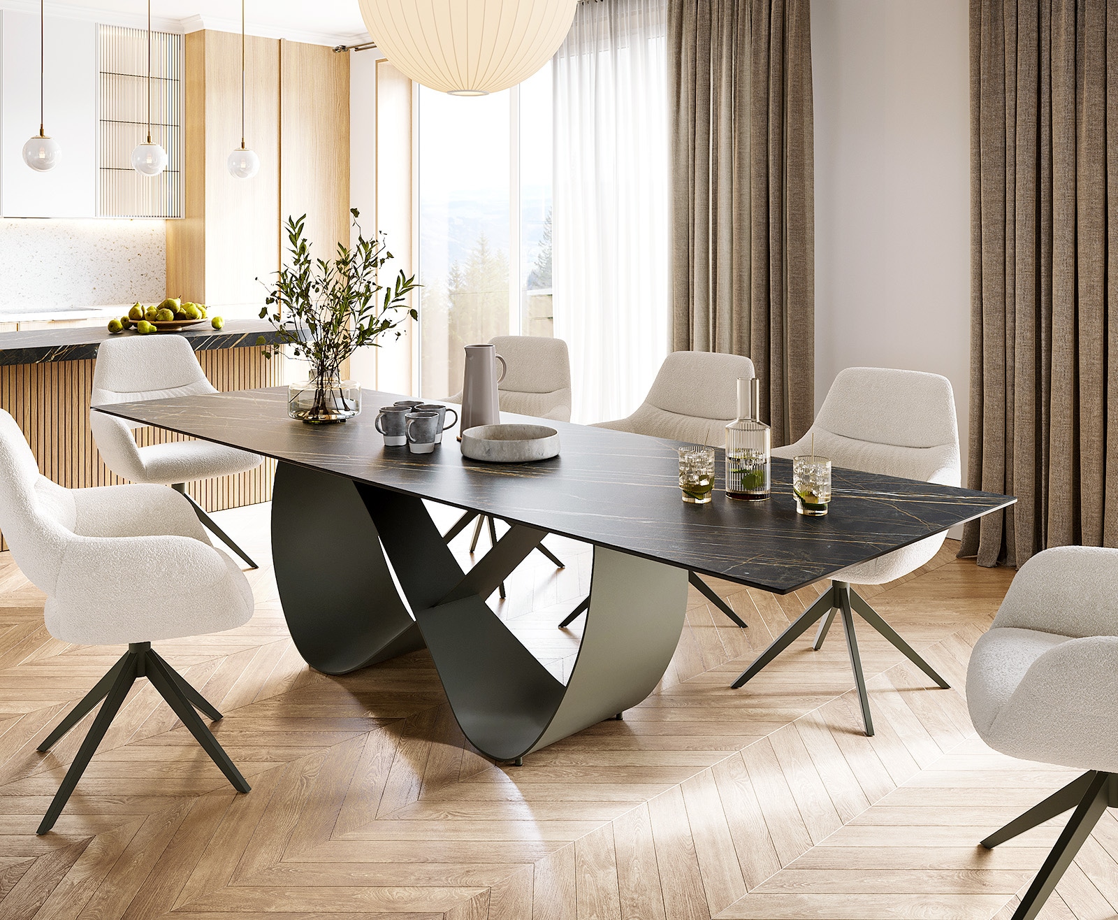 Esstisch Edge 300x100 Keramik Laminam® Noir Desir Braun Infinity Metall Effektfinish Titan Esstisch Edge 300x100 Keramik Laminam® Noir Desir Braun Infinity Metall Effektfinish Titan