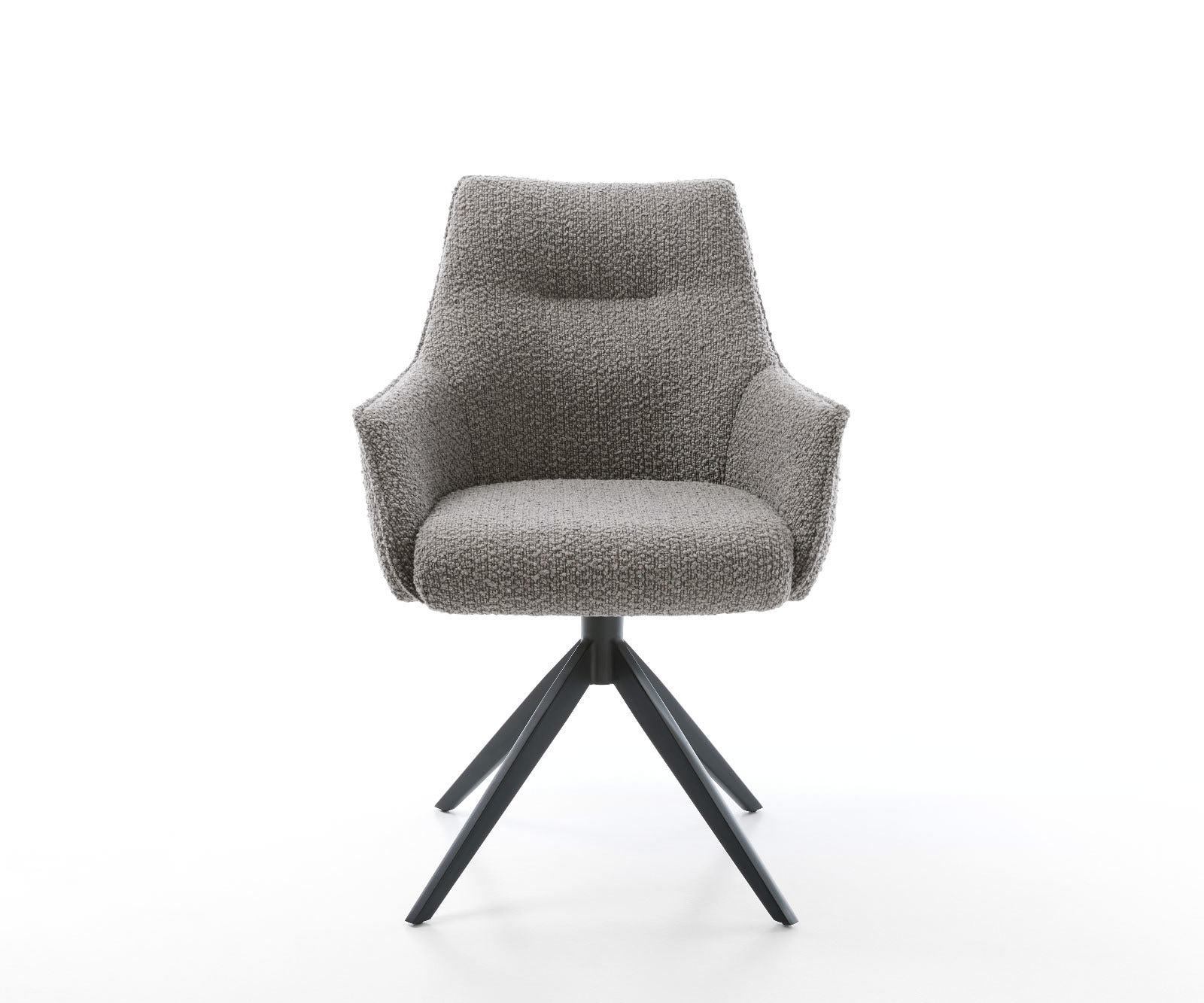 Chaise-pivotante Alja-Flex avec accoudoirs bouclé gris argenté pied croisé large noir pivotement sur 360° ressorts ensachés 1 Chaise-pivotante Alja-Flex avec accoudoirs bouclé gris argenté pied croisé large noir pivotement sur 360° ressorts ensachés 1