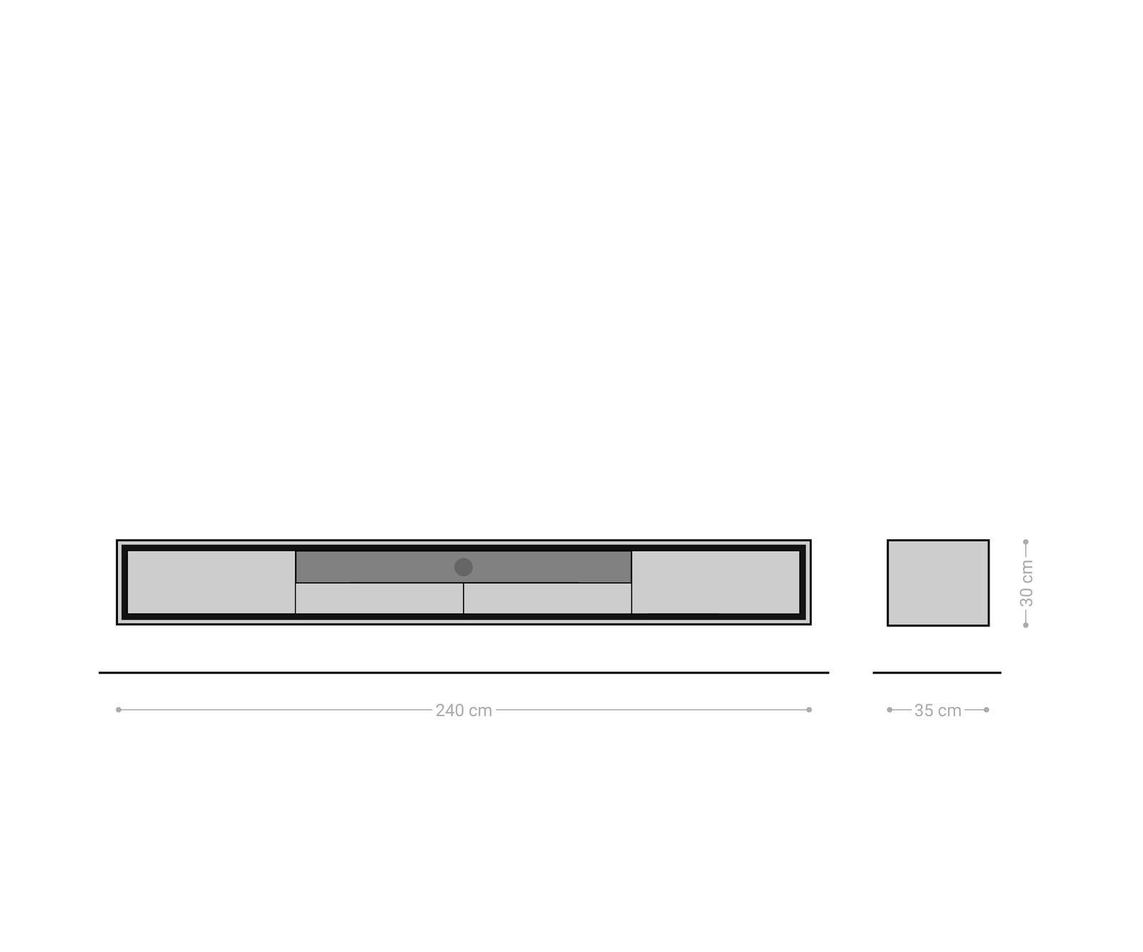 Lowboard Stonegrace 240 cm Eiche Natur 2 Türen 1 Fach 2 Schubladen Steinfurnier Schwebend 9