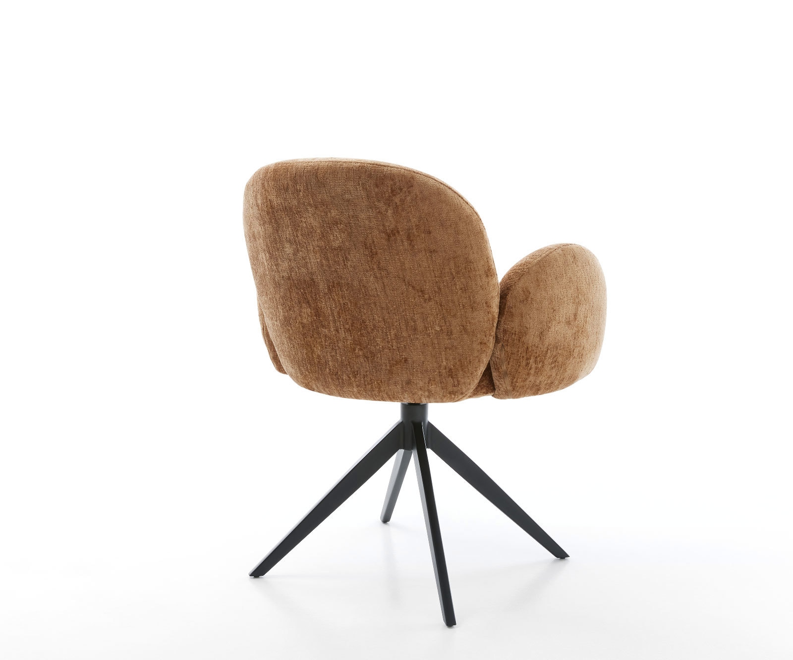 Chaise-pivotante Nube-Flex avec accoudoirs chenille rouille pied croisé large noir pivotement sur 360° fonction bascule ressorts ensachés 5