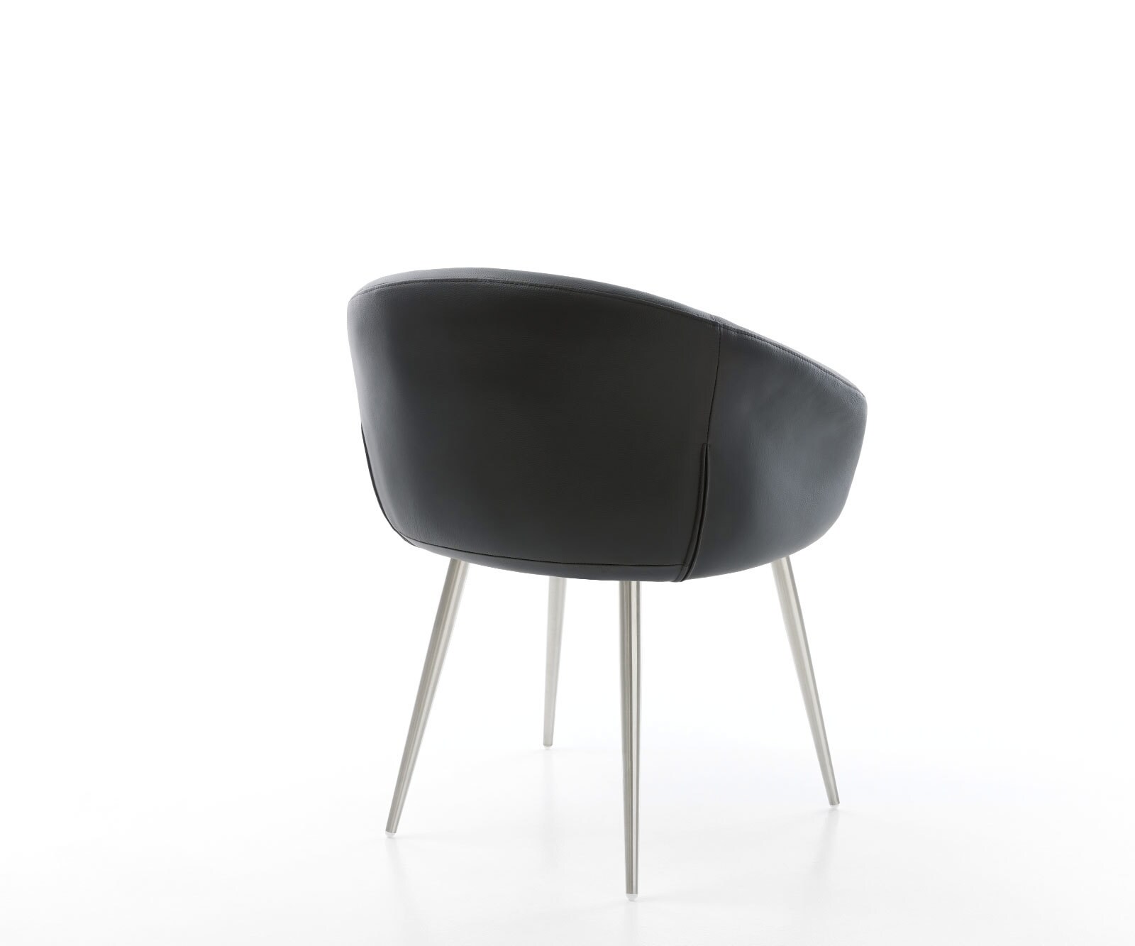 Esszimmerstuhl Vinka-Flex mit Armlehnen Echt-Leder Schwarz 4-Fuß konisch Edelstahl Taschenfederkern 5