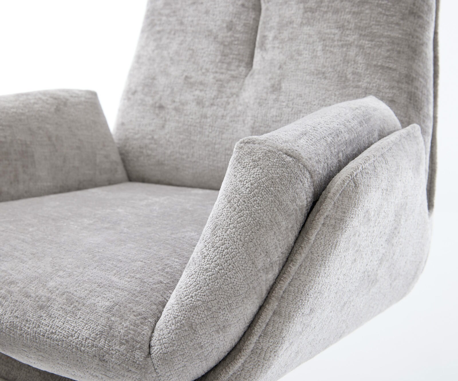 Chaise-pivotante Clea-Flex chenille gris argenté pied de chaise 4 branches acier inoxydable brossé pivotement sur 360° fonction bascule 3