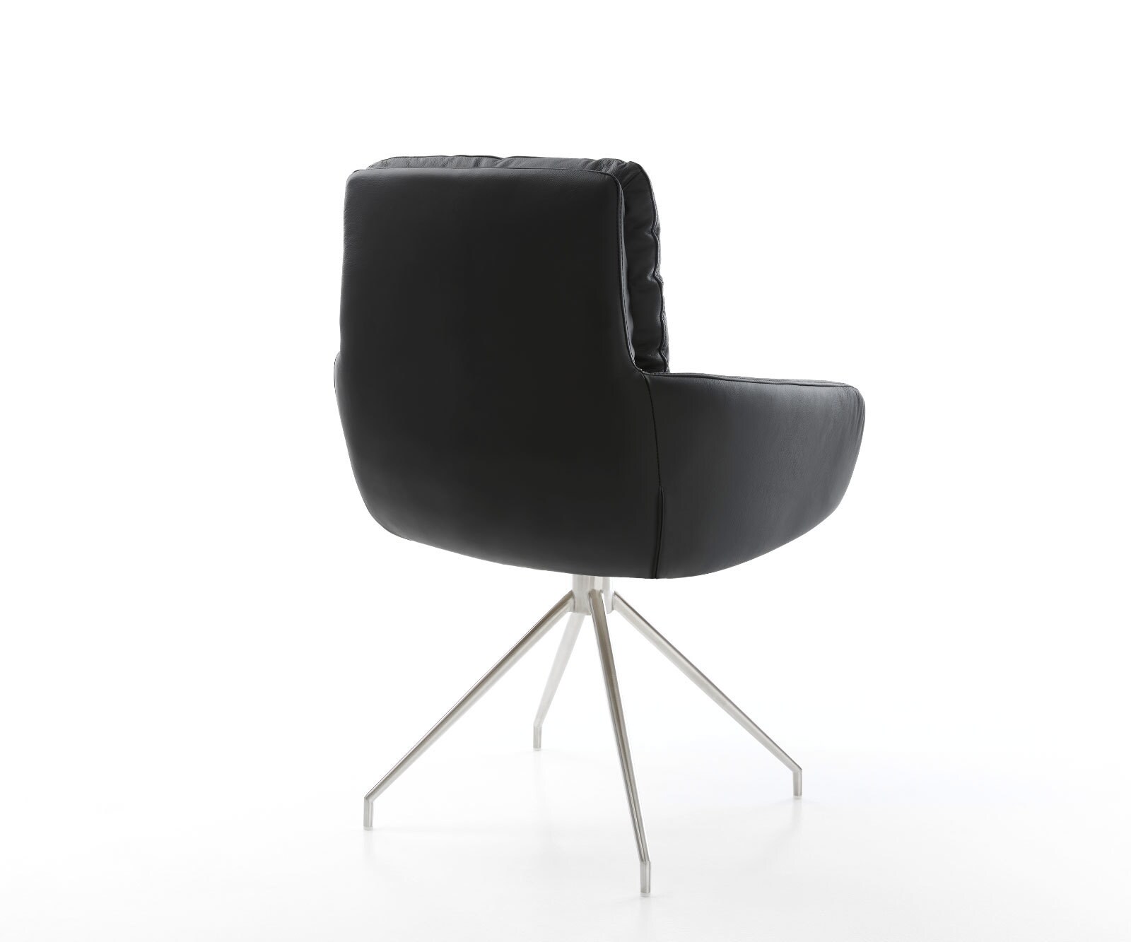 Esszimmerstuhl Abelia-Flex mit Armlehnen Echt-Leder Schwarz Kreuzgestell konisch Edelstahl 5 Esszimmerstuhl Abelia-Flex mit Armlehnen Echt-Leder Schwarz Kreuzgestell konisch Edelstahl 5