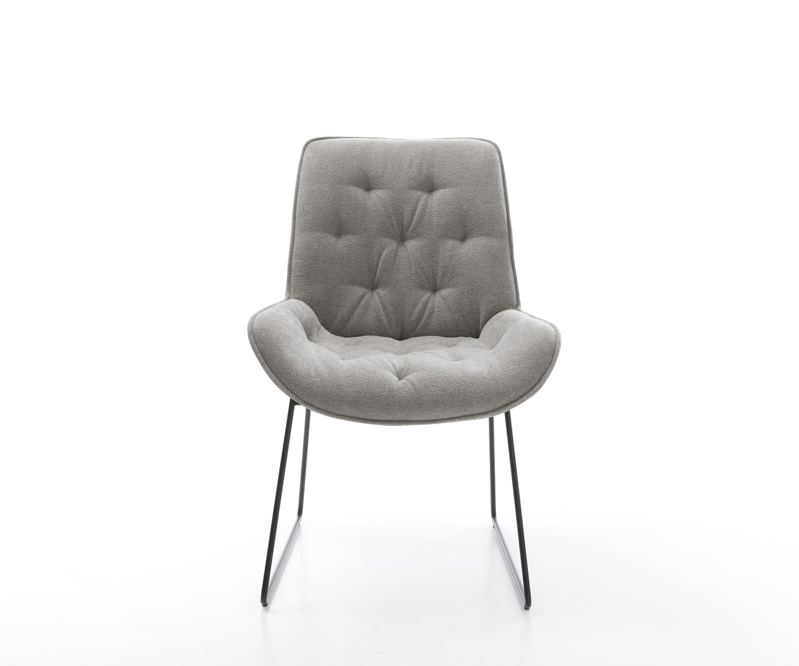 Esszimmerstuhl Taimi-Flex Strukturstoff Soft Grau Kufengestell Schwarz 1