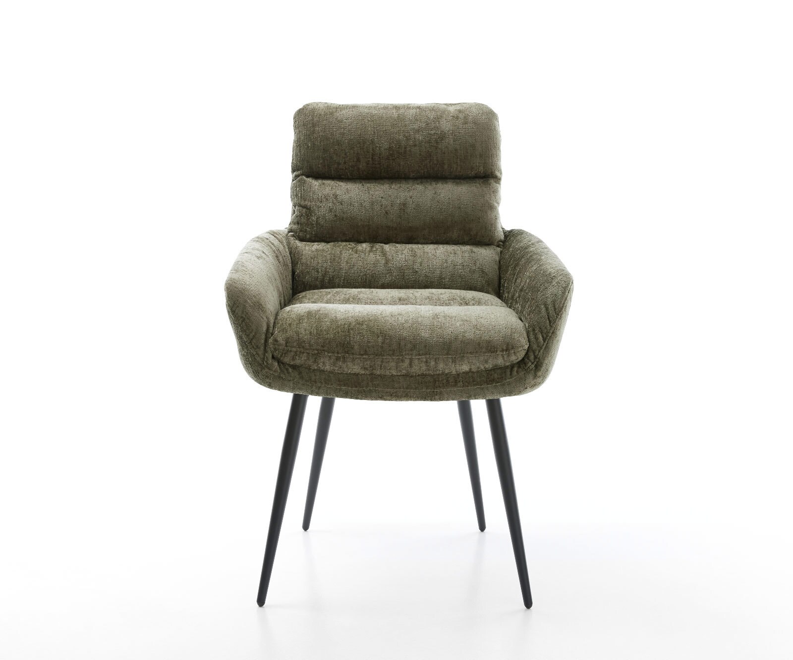 Esszimmerstuhl Abelia-Flex mit Armlehnen Chenille Olive 4-Fuß konisch Schwarz 2