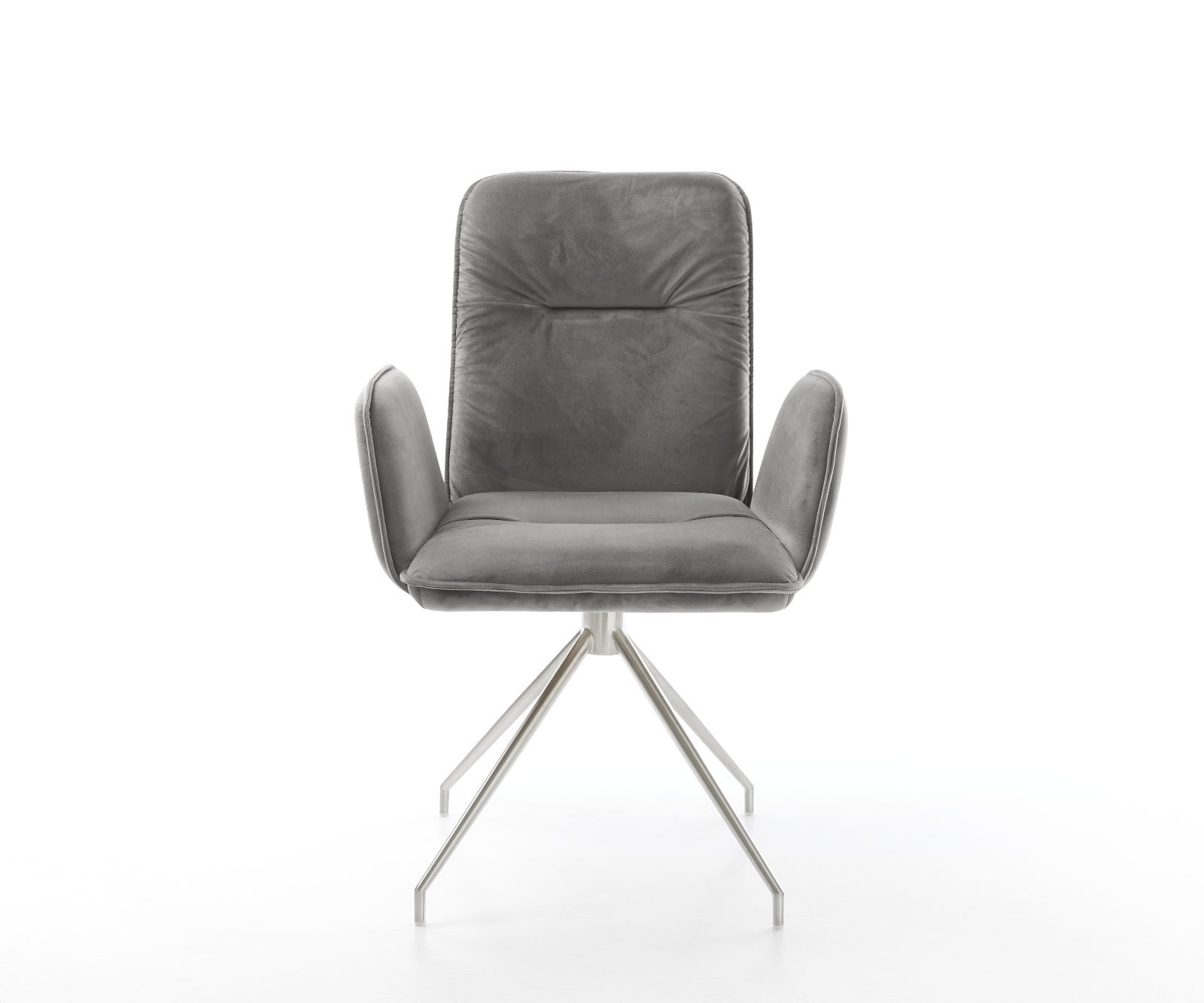 Esszimmerstuhl Vinja-Flex Samt Grau Kreuzgestell konisch Edelstahl 1 Esszimmerstuhl Vinja-Flex Samt Grau Kreuzgestell konisch Edelstahl 1