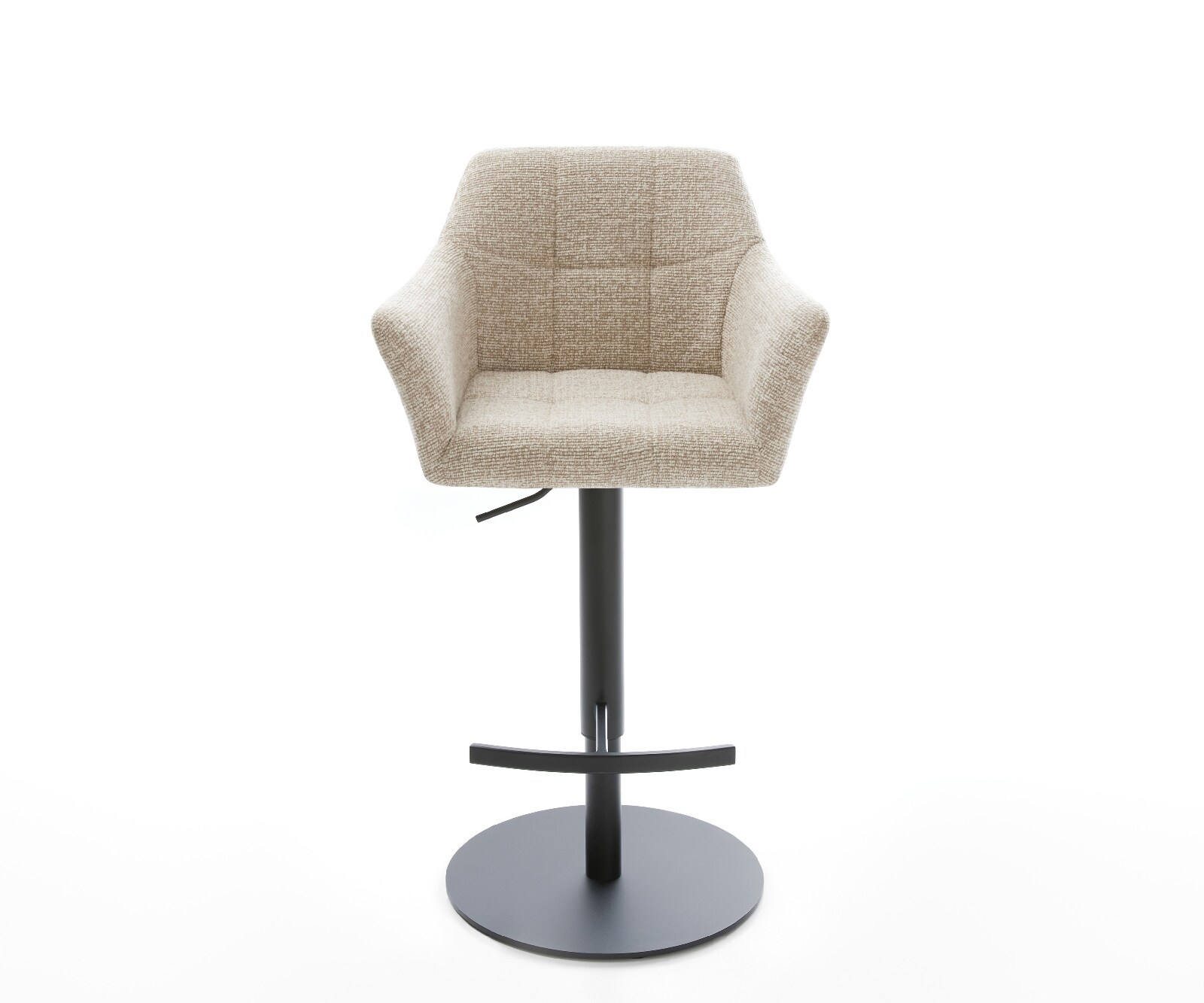 Chaise-de-bar Yulo-Flex Tissu tissé doux Beige Pied pivotant réglable en hauteur Noir Noir 1