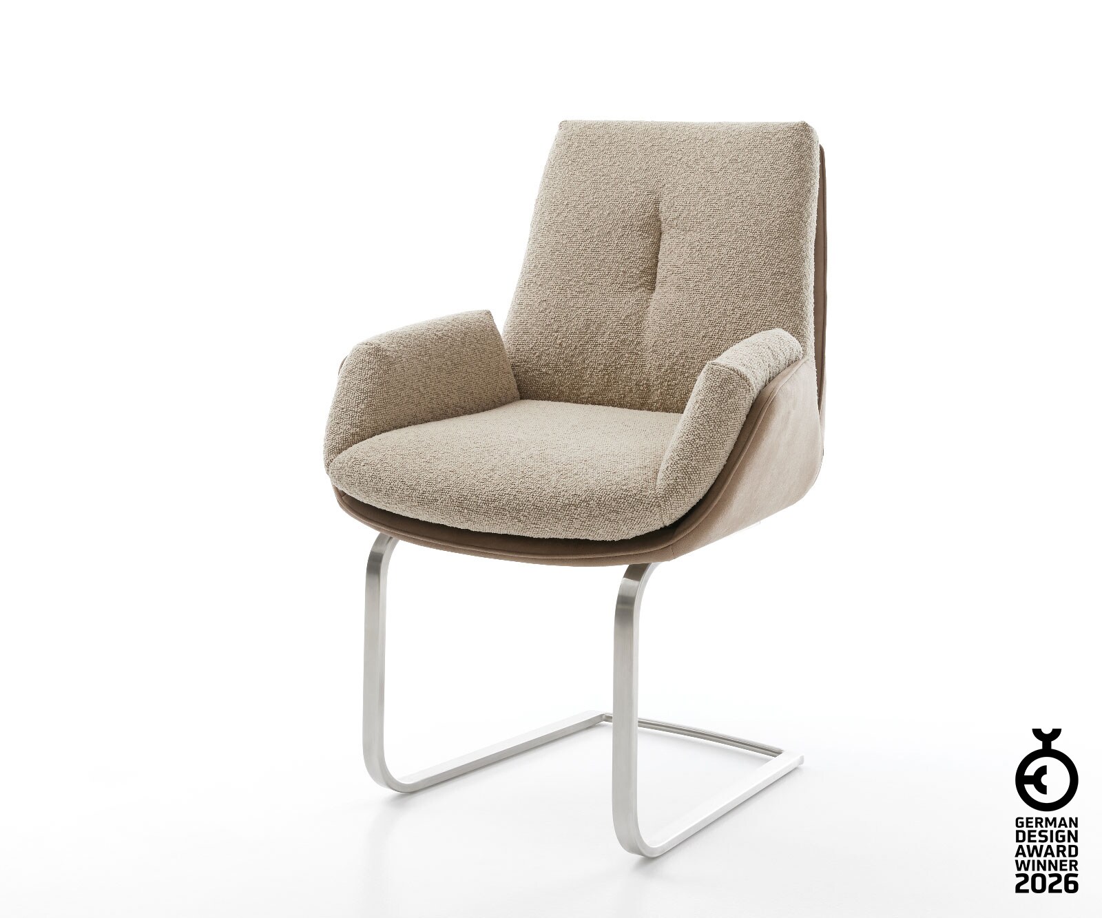 Chaise-pivotante Clea-Flex tissu mixte couleur boue pied croisé large noir pivotement sur 360° 4