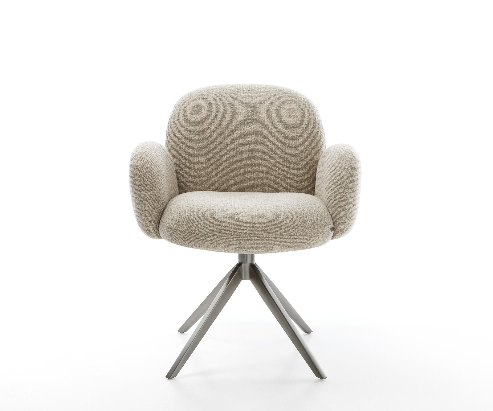 Drehstuhl Nube-Flex mit Armlehnen Webstoff Soft Beige Kreuzgestell breit Graphit 360° drehbar Wippfunktion Taschenfederkern 1