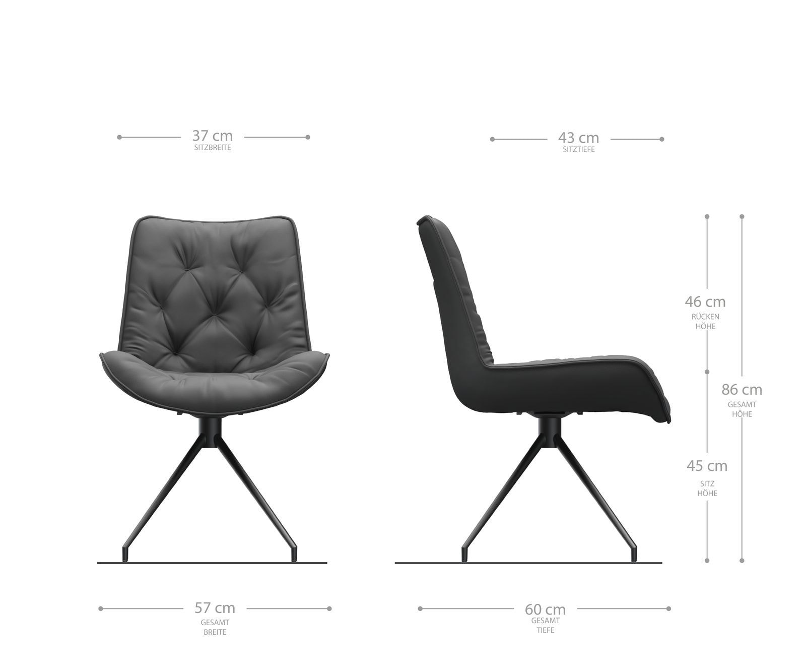 Chaise-de-salle-à-manger Taimi-Flex microvelours gris antique pied croisé conique noir 1 Chaise-de-salle-à-manger Taimi-Flex microvelours gris antique pied croisé conique noir 1