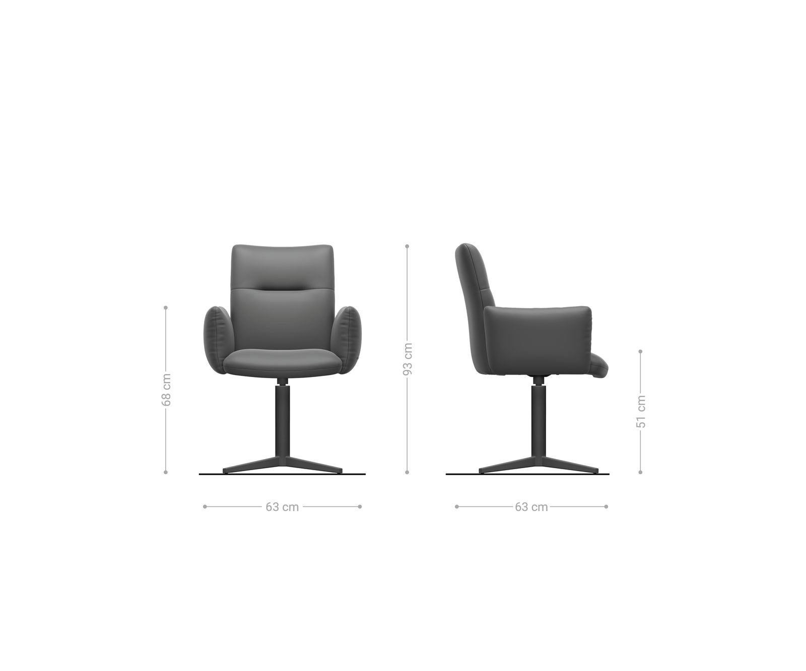 Drehstuhl Jova-Flex mit Armlehnen Bouclé Silbergrau Fußkreuz Effektfinish Titan 360° drehbar Taschenfederkern 5