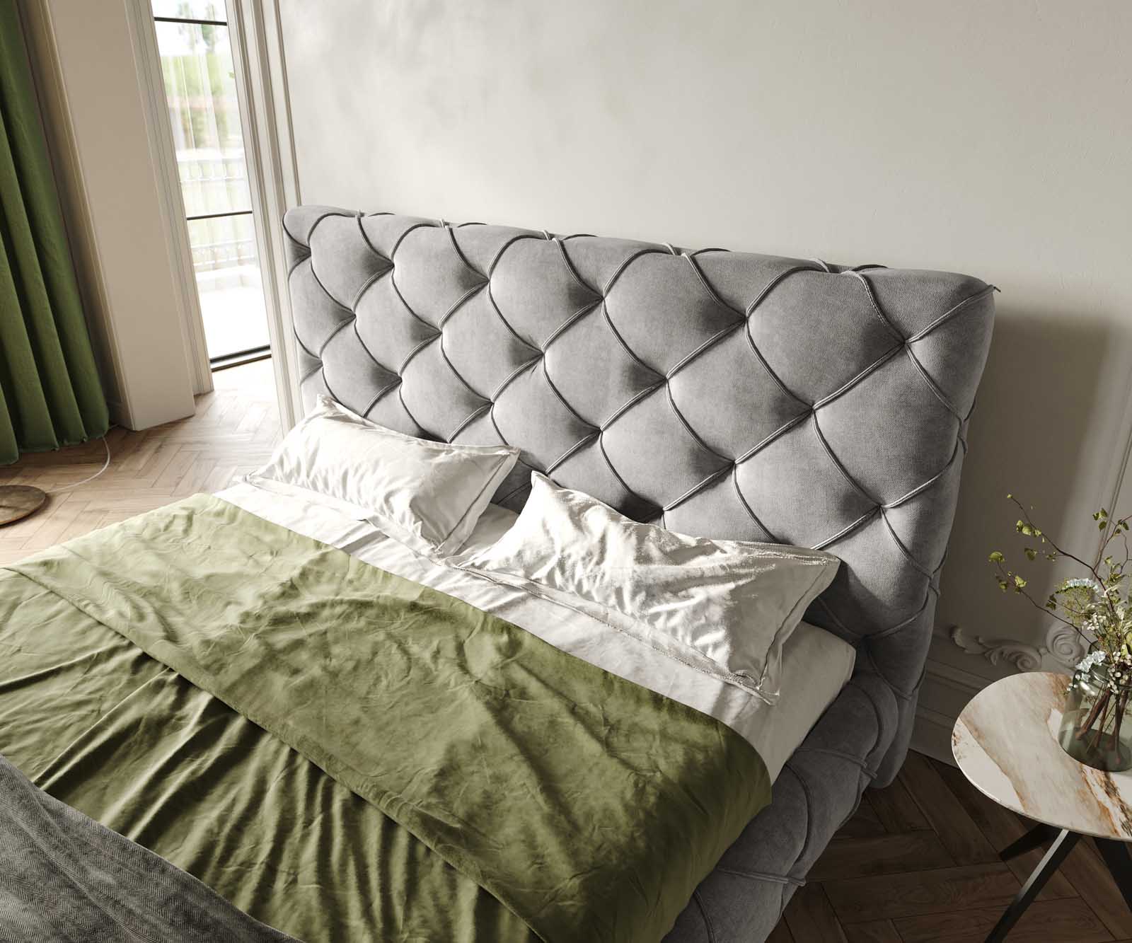 Polsterbettgestell Nayara 180x200 cm Mikrofaser Grau 4 Polsterbettgestell Nayara 180x200 cm Mikrofaser Grau 4