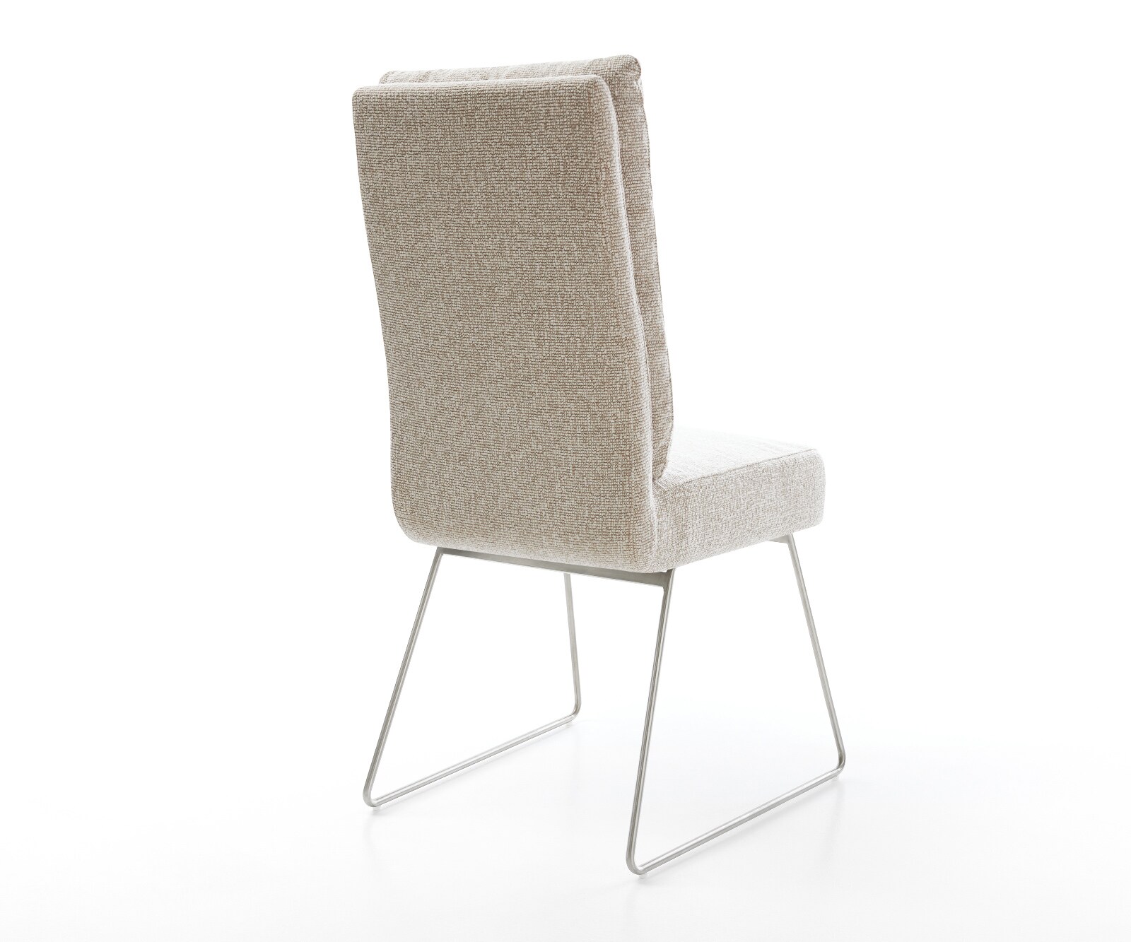 Esszimmerstuhl Pela-Flex Webstoff Soft Beige Kufengestell Edelstahl Taschenfederkern 4