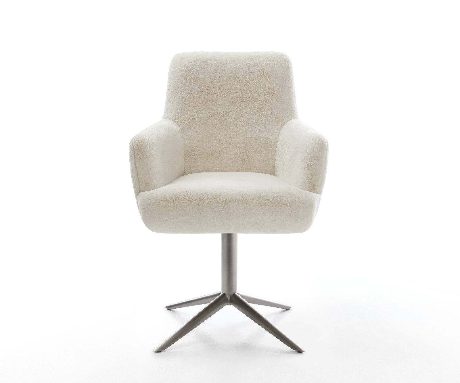 Chaise-pivotante Heira-Flex avec accoudoirs peluche crème-blanc pied de chaise 4 branches grafiete pivotement sur 360° fonction bascule resorts ensachés 1