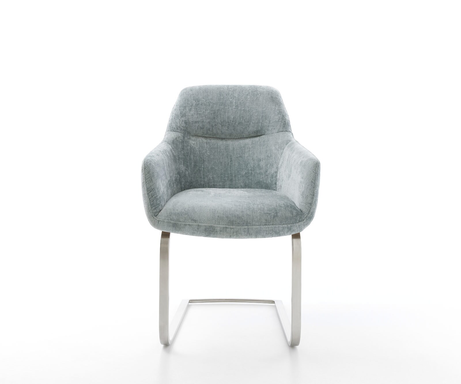Cantilever Pejo-Flex chenille bleu pastel pied cantilever plat acier inoxydable brossé ressorts ensachés 2