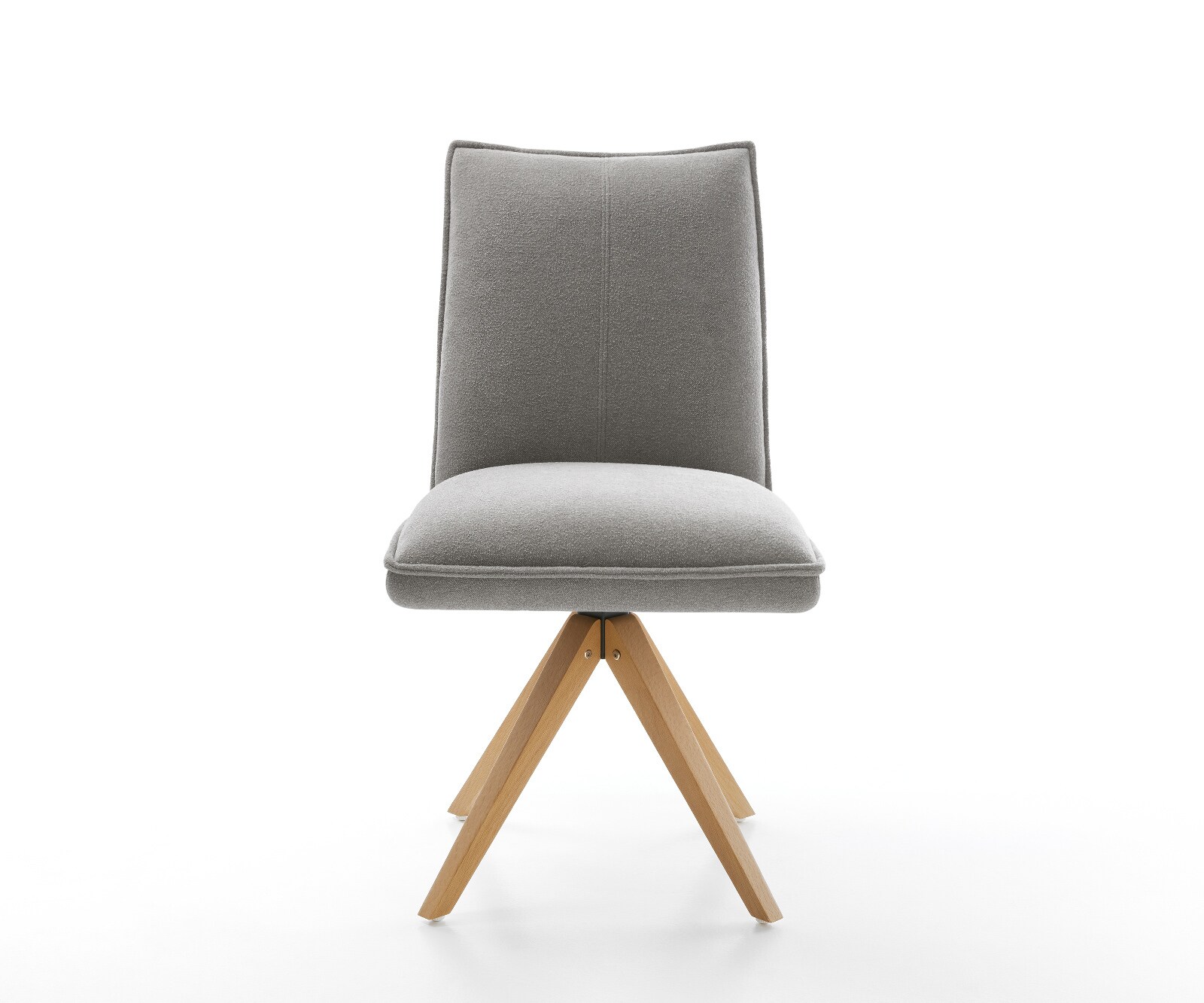 Drehstuhl Lelio-Flex Strukturstoff Soft Grau Holzgestell kantig Natur 180° drehbar Taschenfederkern 2