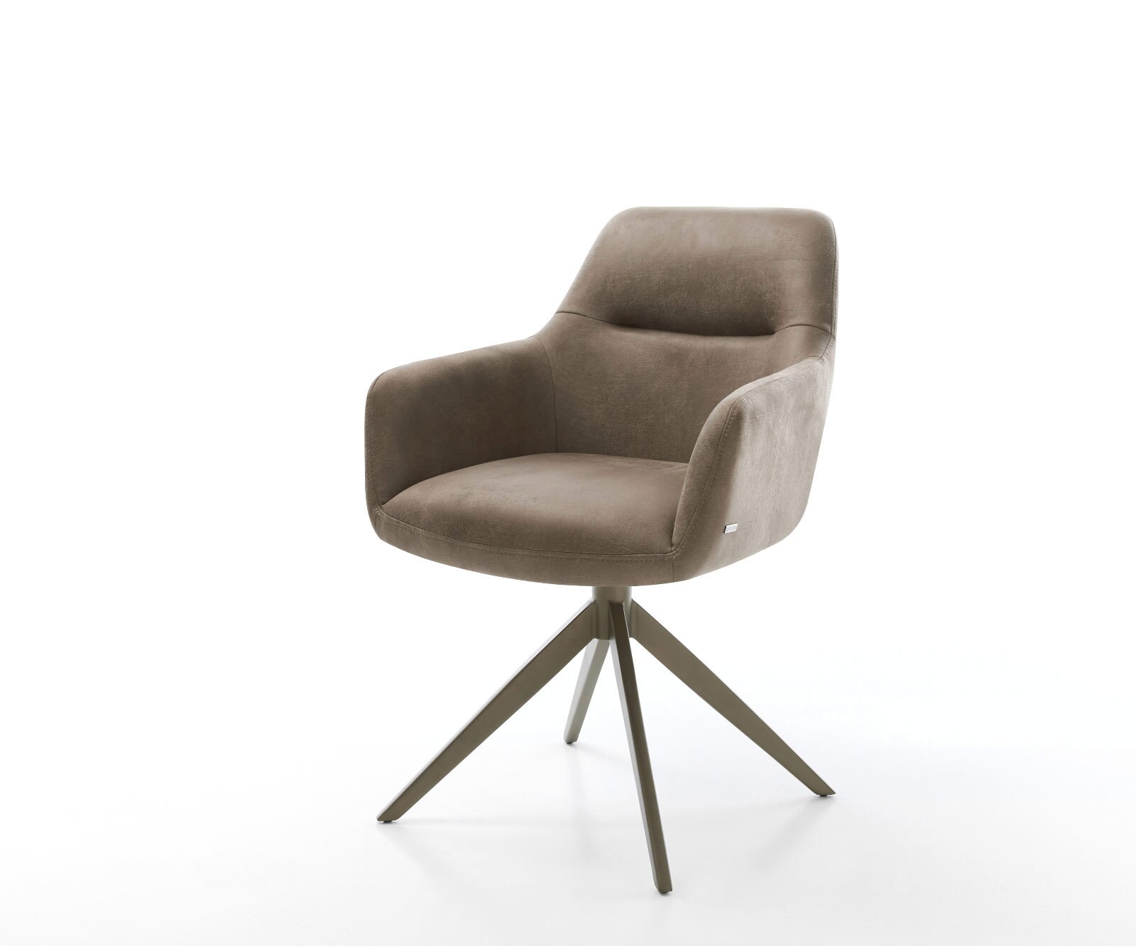 Chaise-pivotante Pejo-Flex microvelours taupe vintage pied croisé large aspect titane pivotement sur 360° fonction bascule ressorts ensachés 1