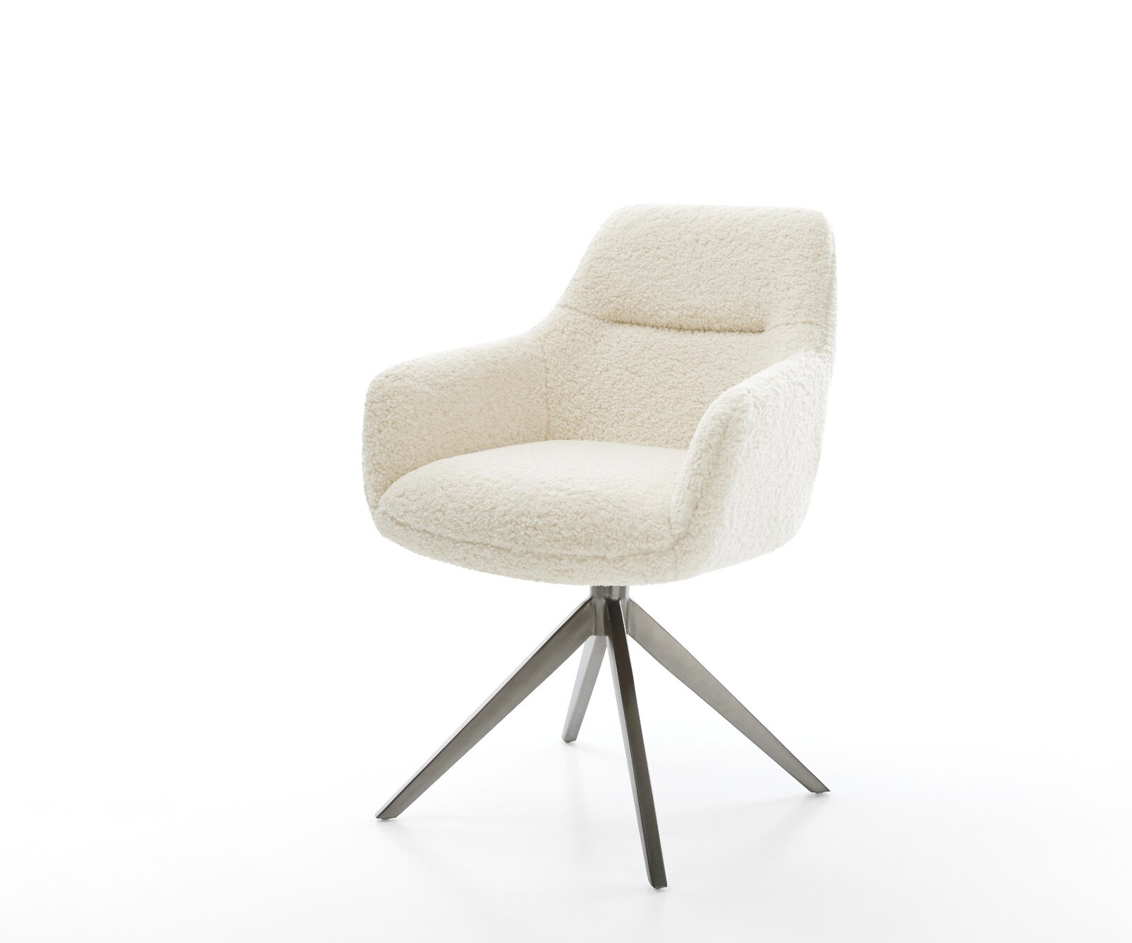 Drehstuhl Pejo-Flex Teddystoff Beige Kreuzgestell breit Graphit 360° drehbar Wippfunktion Taschenfederkern 1