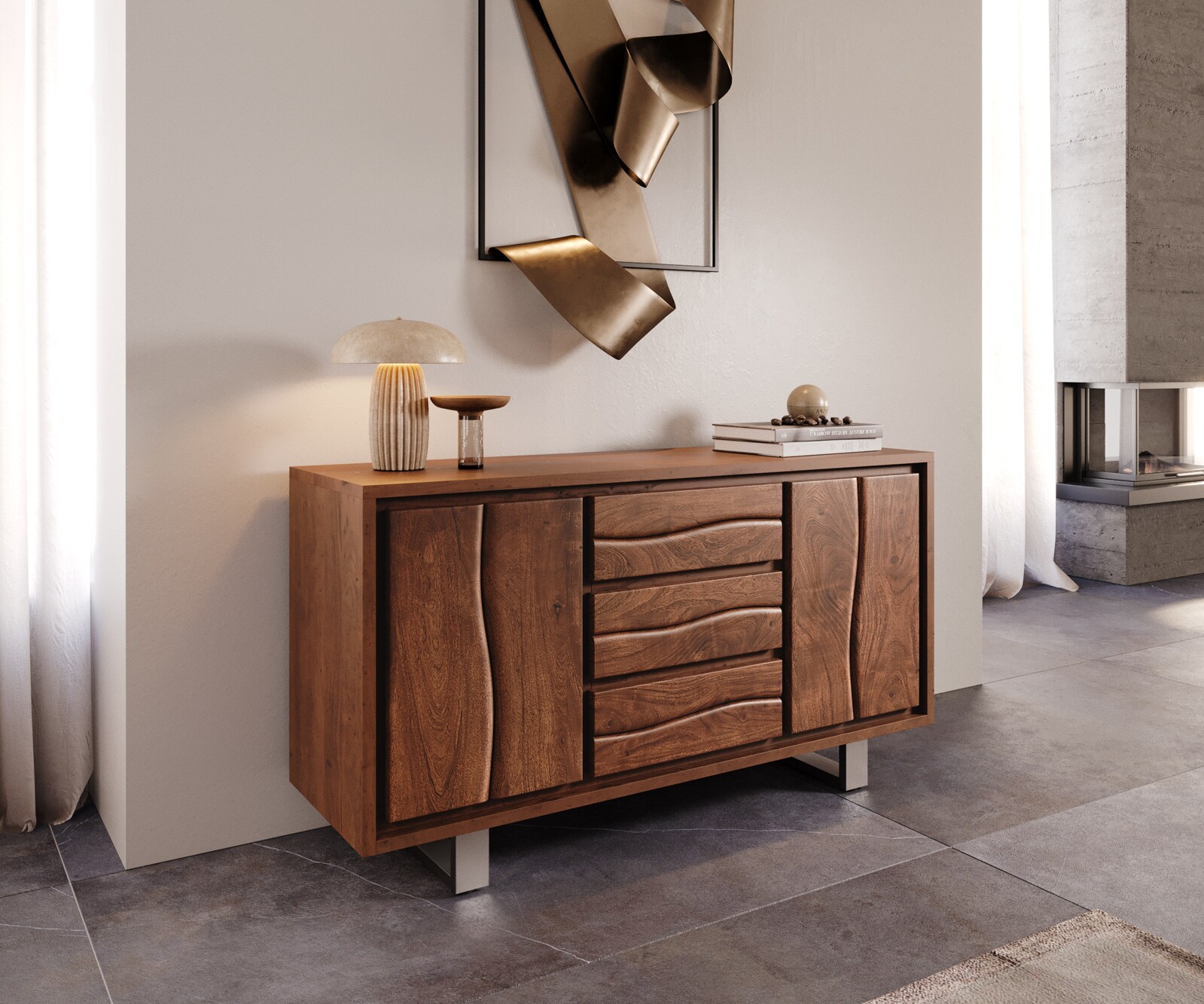 Buffet Live-Edge 172 cm acacia nature 3 tiroirs 4 portes 3