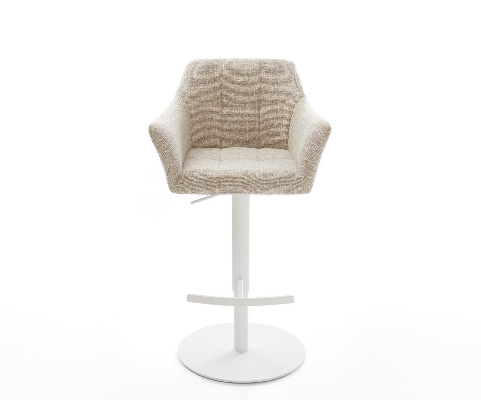 Chaise-de-bar Yulo-Flex Tissu tissé doux Beige Pied pivotant réglable en hauteur blanc Blanc 1