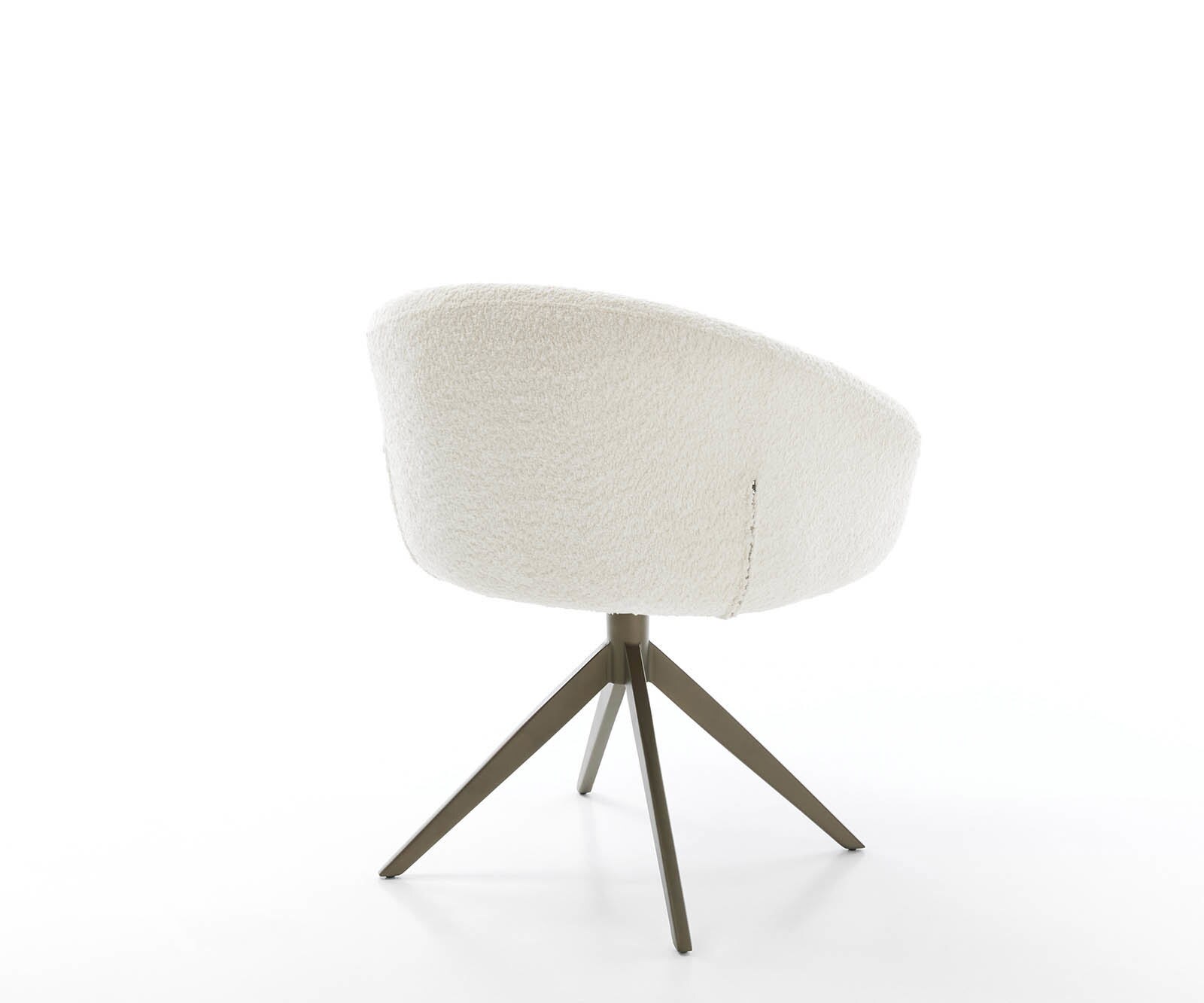 Chaise-pivotante Vinka-Flex avec accoudoirs bouclé blanc pied croisé large aspect titane pivotement sur 360° ressorts ensachés 5