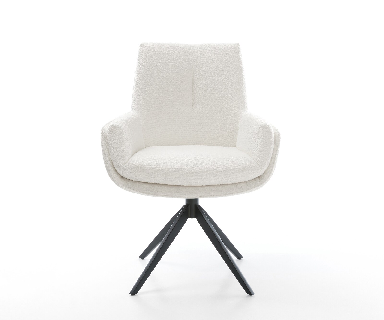 Drehstuhl Clea-Flex Bouclé Creme-Weiß Kreuzgestell breit Schwarz 360° drehbar Wippfunktion 2
