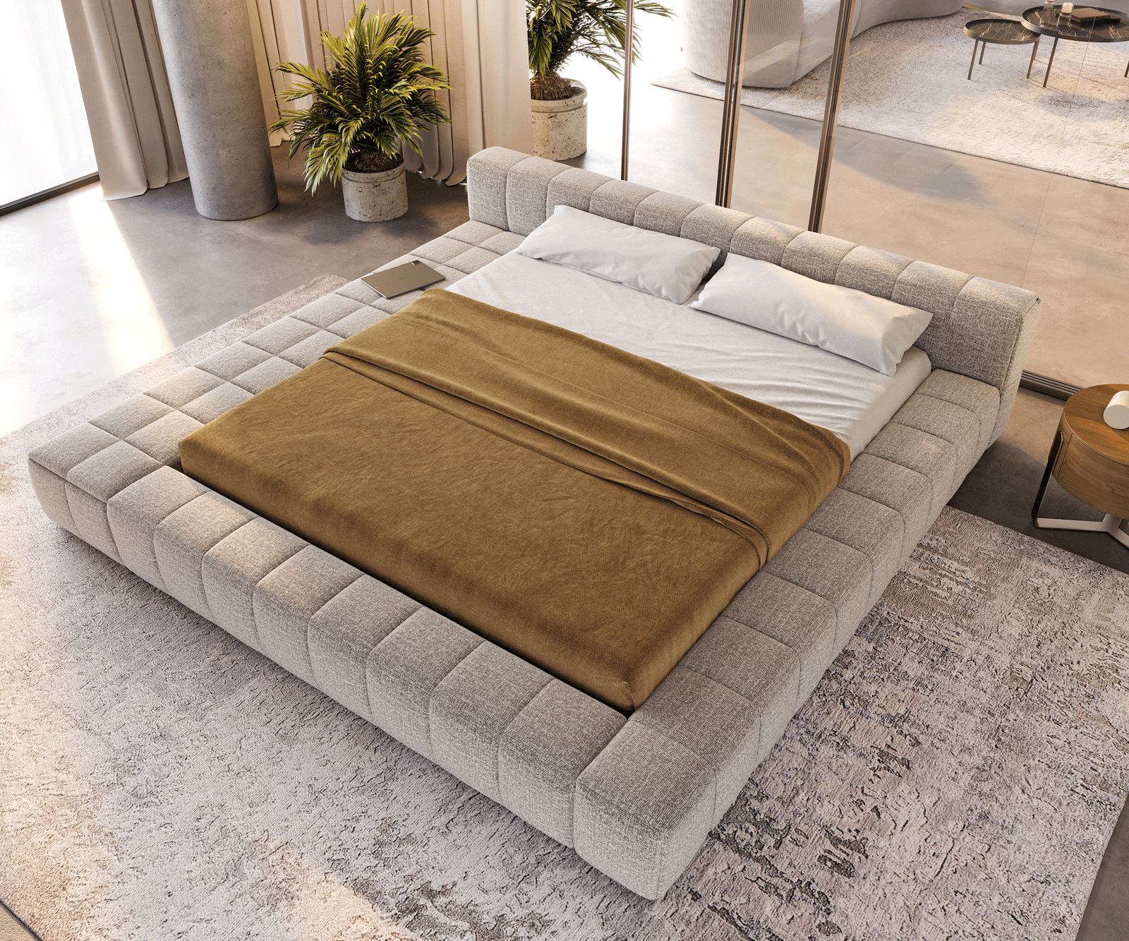 Polsterbettgestell Espazio 180x200 cm Webstoff Soft Beige mit Stauraum 4