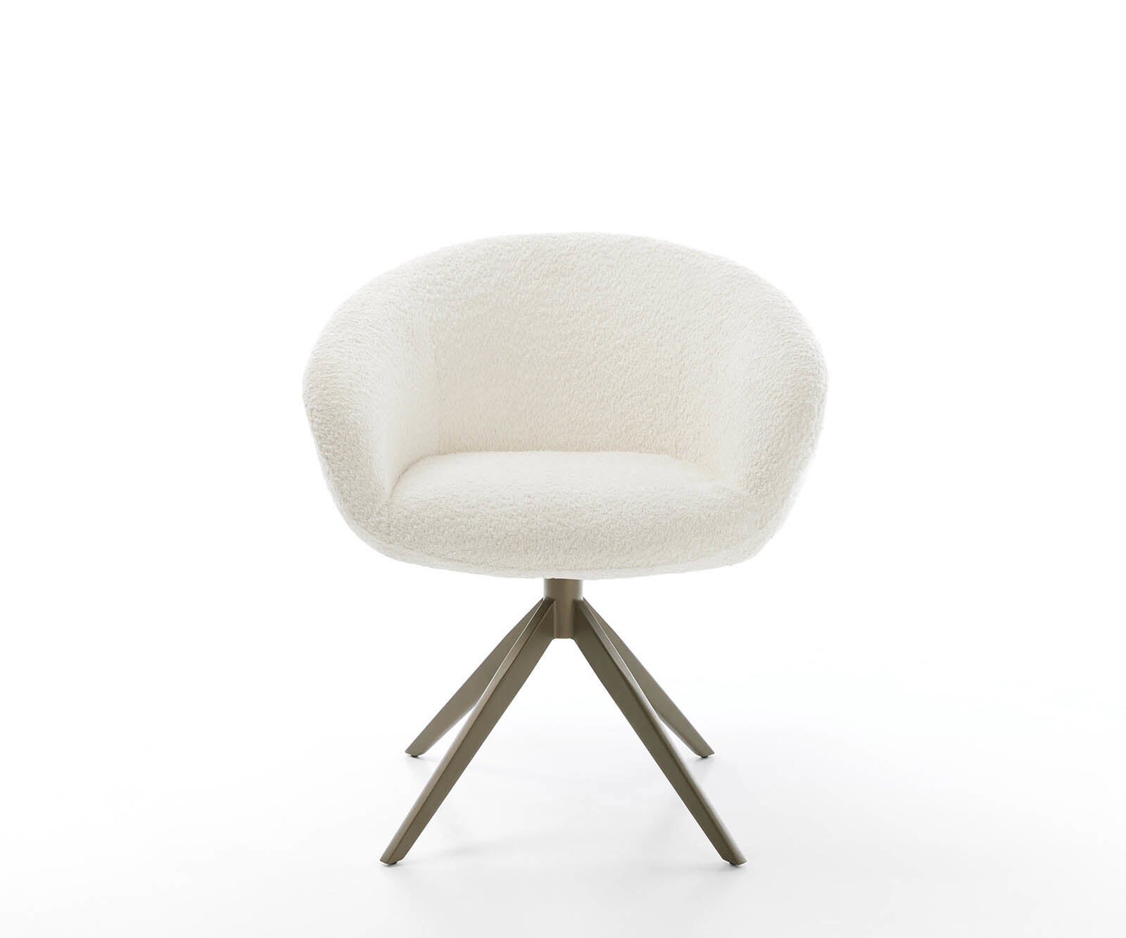 Chaise-pivotante Vinka-Flex avec accoudoirs bouclé blanc pied croisé large aspect titane pivotement sur 360° ressorts ensachés 2