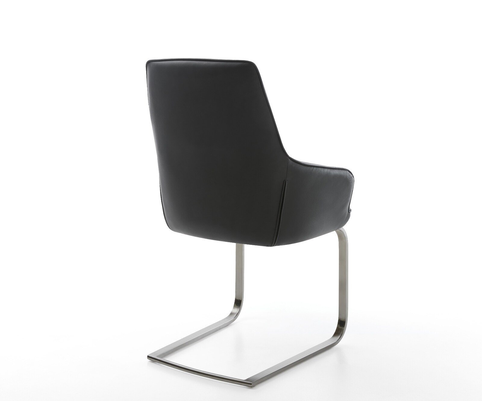 Cantilever Zelia-Flex avec accoudoirs cuir de vache noir pied cantilever plat grafiete ressorts ensachés 5