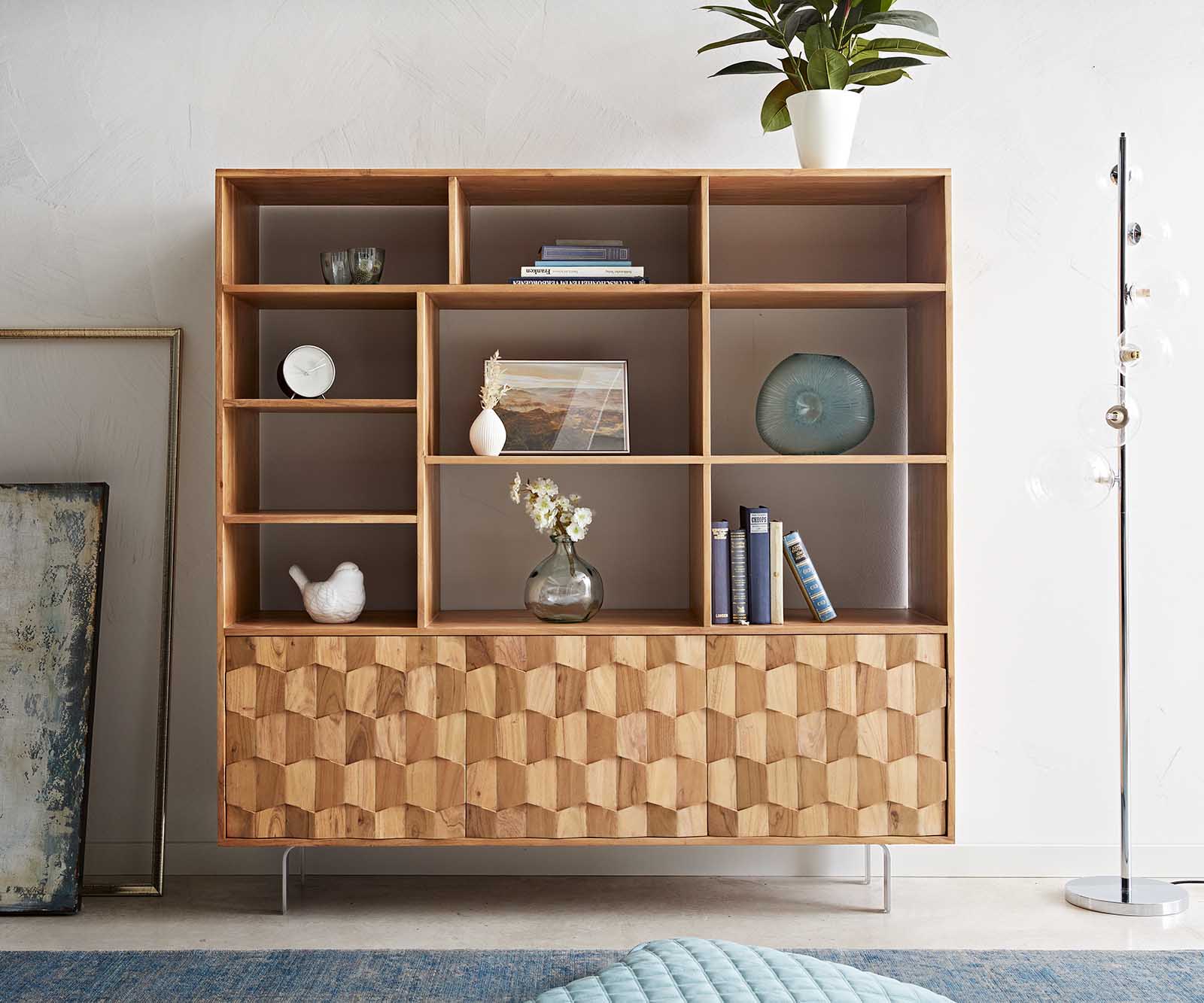 Regal Fevo 147x150 cm Akazie Natur 3 Türen L-Fuß 1 Regal Fevo 147x150 cm Akazie Natur 3 Türen L-Fuß 1