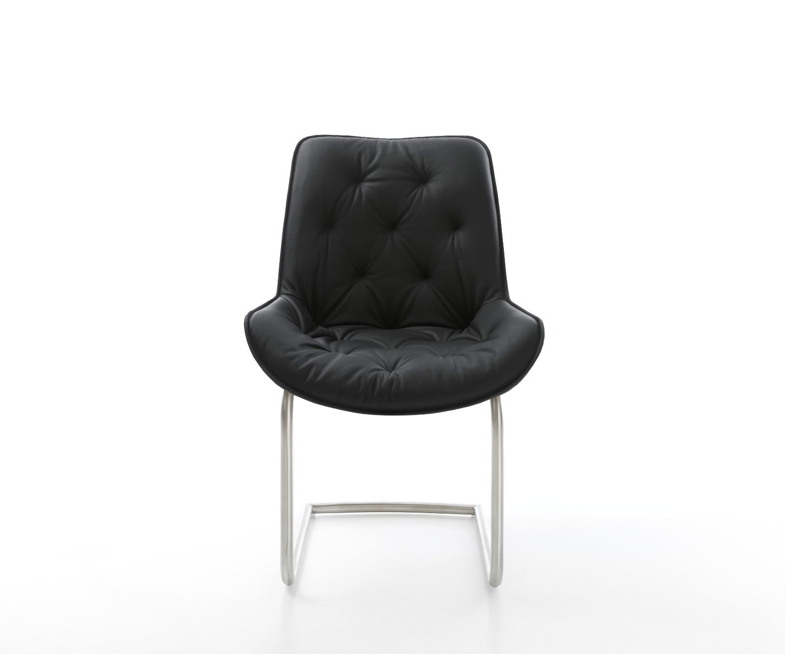 Freischwinger Taimi-Flex Echt-Leder Schwarz Freischwinger rund Edelstahl 2 Freischwinger Taimi-Flex Echt-Leder Schwarz Freischwinger rund Edelstahl 2