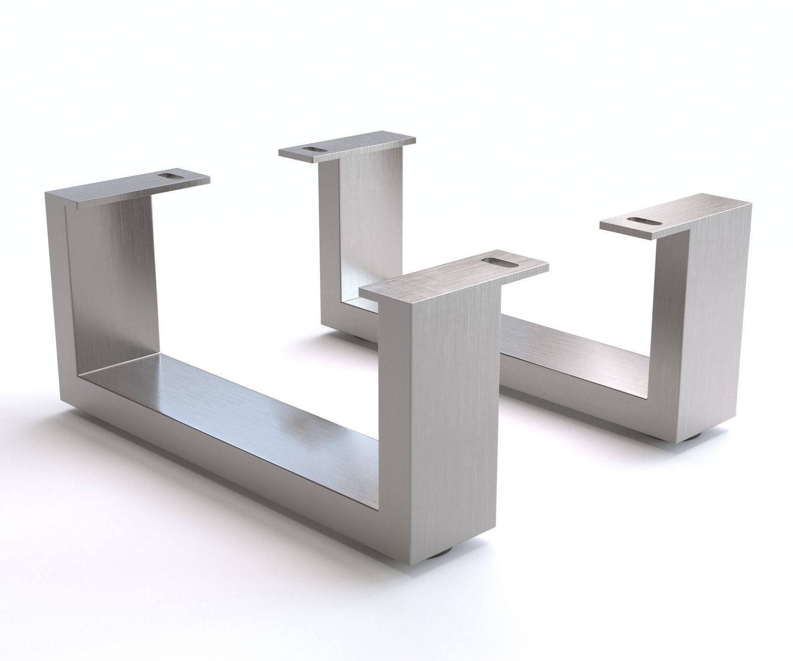 Pied-à-patin acier inox brossé 12,5 cm pour meubles à caisson de profondeur 40 cm (set de 2)