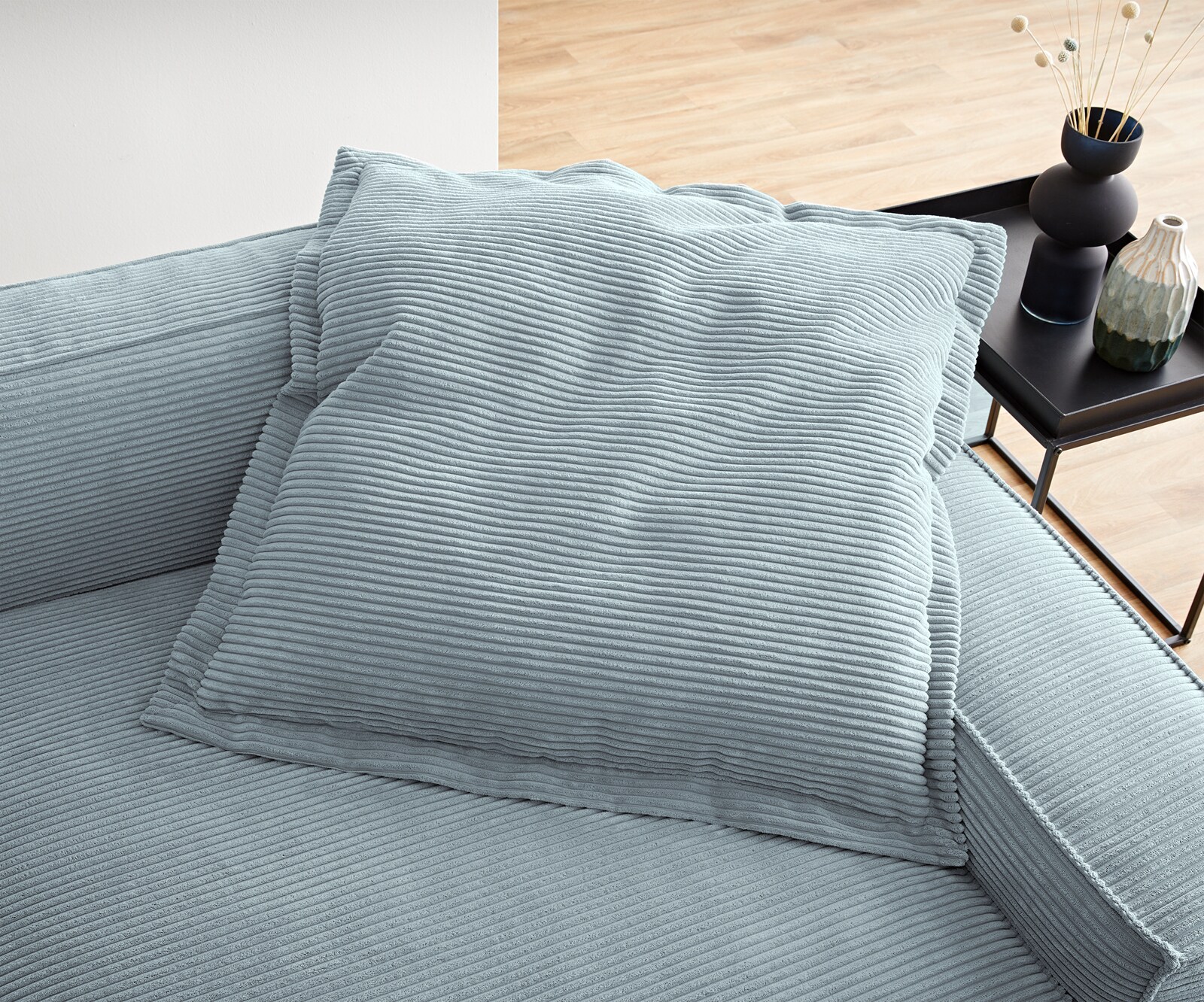 Wurfkissen Sirpio XL 85x85 Cord Pastellblau 3