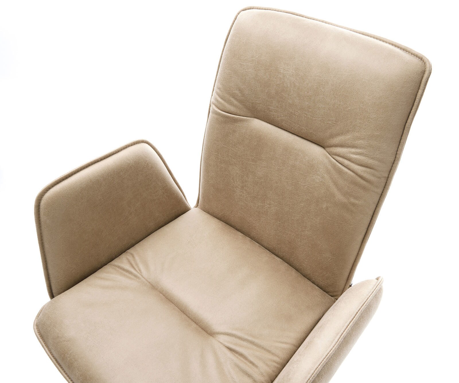 Chaise-pivotante Vinja-Flex microvelours beige vintage pied croisé large acier inoxydable brossé pivotement sur 360° fonction bascule 3
