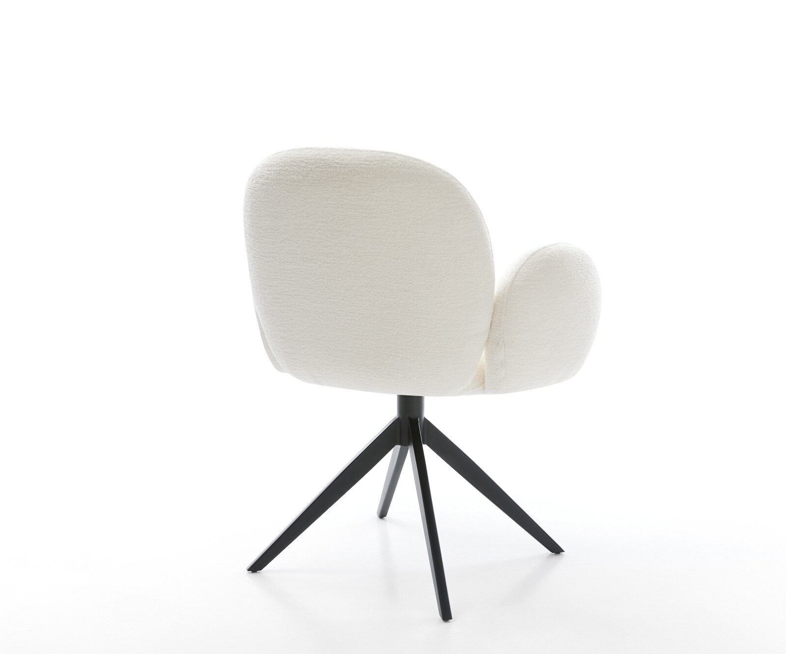 Drehstuhl Nube-Flex mit Armlehnen Bouclé Soft Beige Kreuzgestell breit Schwarz 360° drehbar Wippfunktion Taschenfederkern 4