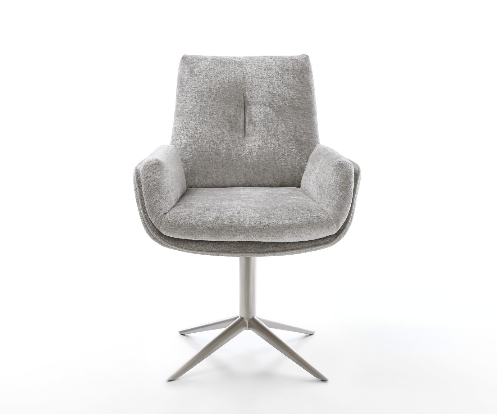 Chaise-pivotante Clea-Flex chenille gris argenté pied de chaise 4 branches acier inoxydable brossé pivotement sur 360° fonction bascule 1