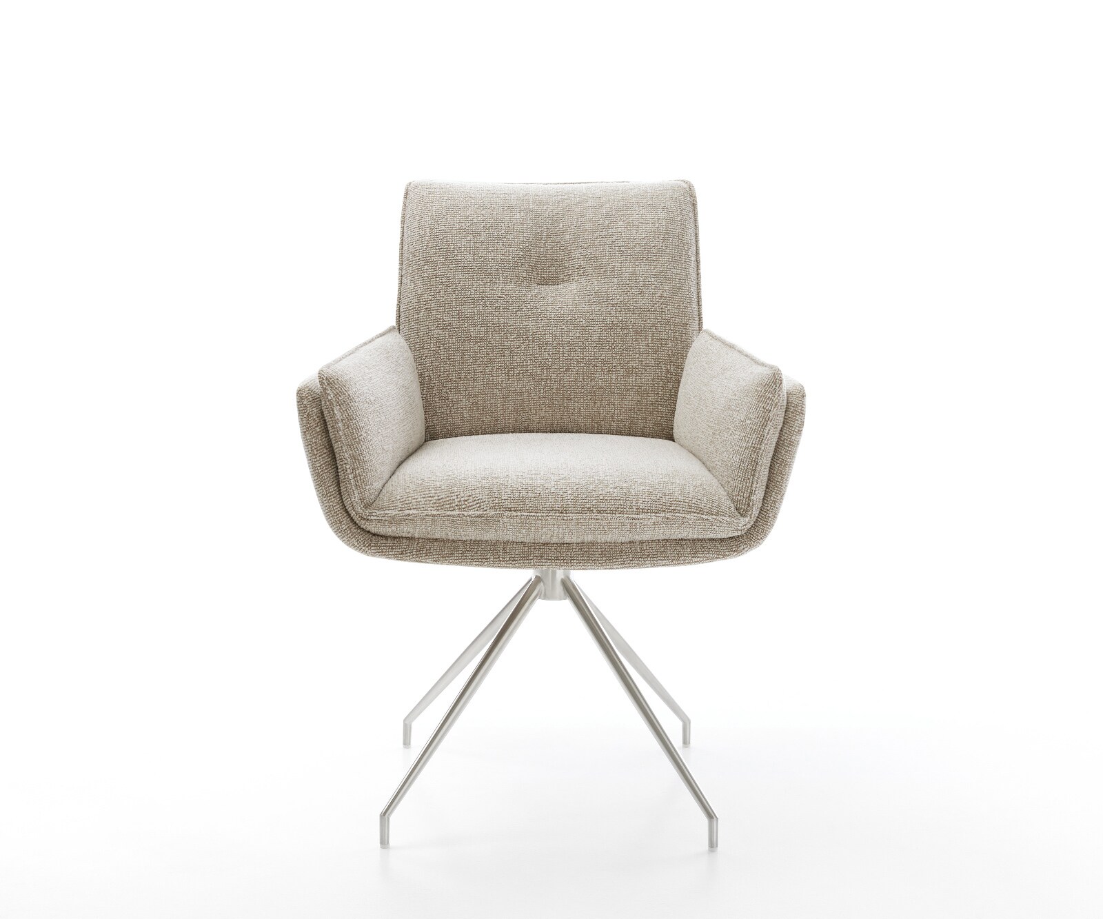 Esszimmerstuhl Nela-Flex Webstoff Soft Beige Kreuzgestell konisch Edelstahl 1