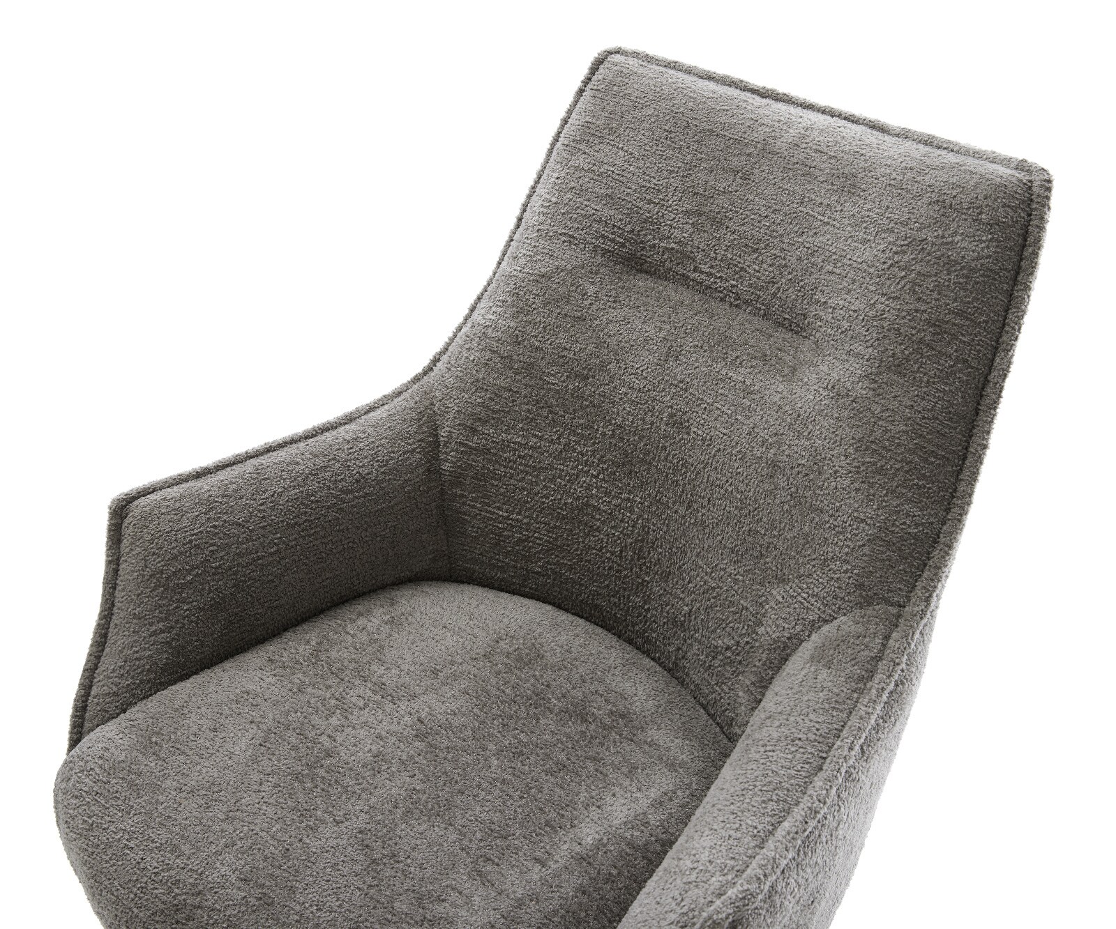 Drehstuhl Alja-Flex mit Armlehnen Bouclé Soft Schlamm Holzgestell kantig Natur 180° drehbar Taschenfederkern 4