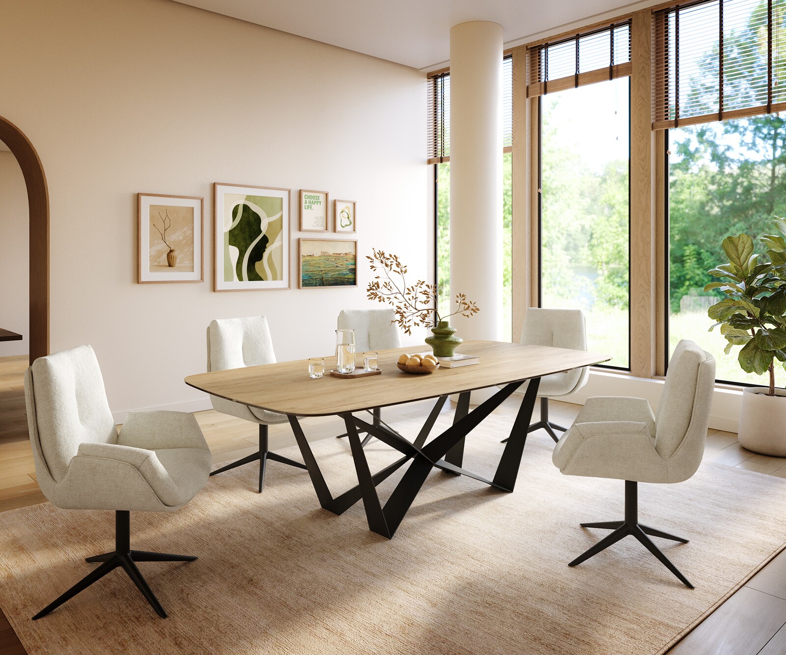 Table à manger Edge Boot 240x120 cm Céramique Laminam® Sabbia Eichefarbig Spider Flachstahl Noir 5