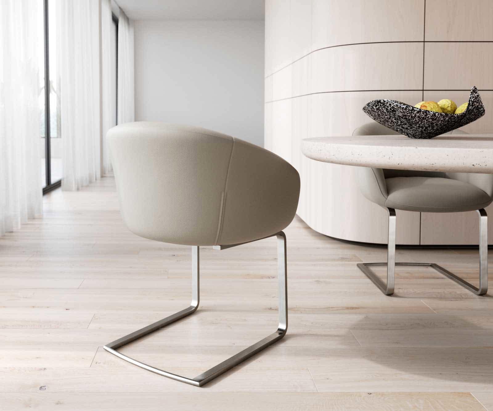 Freischwinger Vinka-Flex mit Armlehnen Echt-Leder Schlamm Freischwinger flach Edelstahl Taschenfederkern 4 Freischwinger Vinka-Flex mit Armlehnen Echt-Leder Schlamm Freischwinger flach Edelstahl Taschenfederkern 4