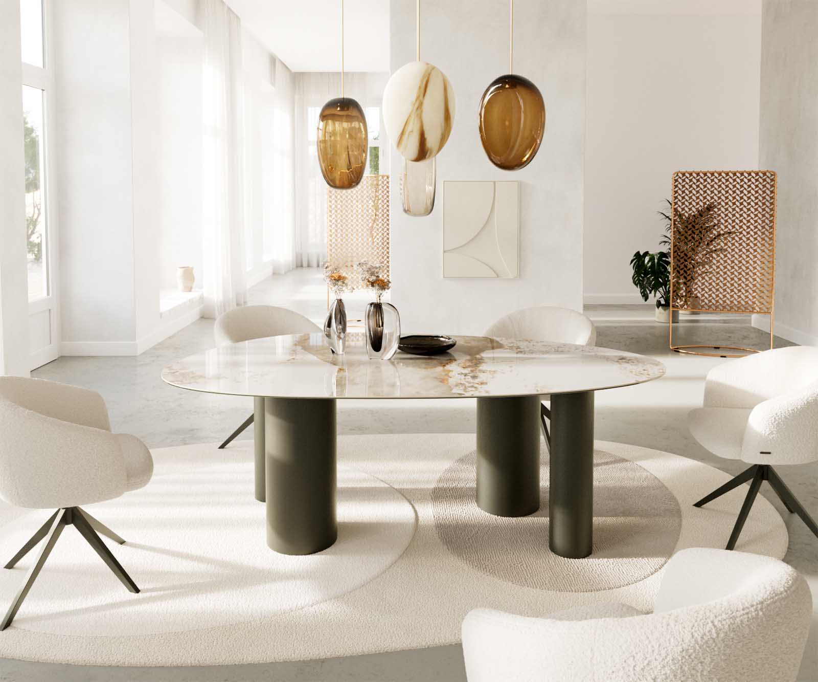 Esstisch Edge Oval 220x120 Keramik Minas Melange Weiß-Beige Pilier Metall Effektfinish Titan 1 Esstisch Edge Oval 220x120 Keramik Minas Melange Weiß-Beige Pilier Metall Effektfinish Titan 1