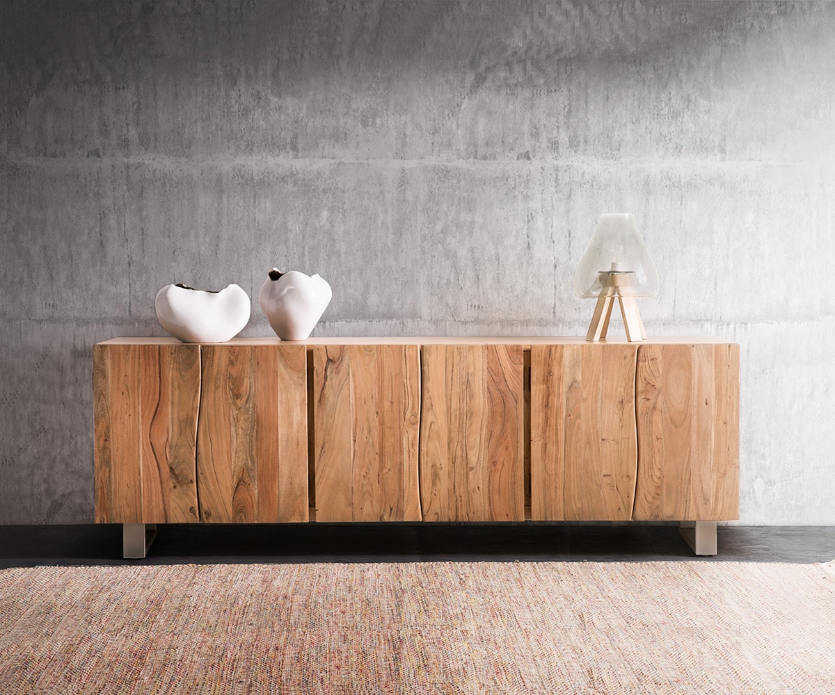Sideboard Live-Edge 220 cm Akazie Natur massiv 6 Türen 1 Sideboard Live-Edge 220 cm Akazie Natur massiv 6 Türen 1