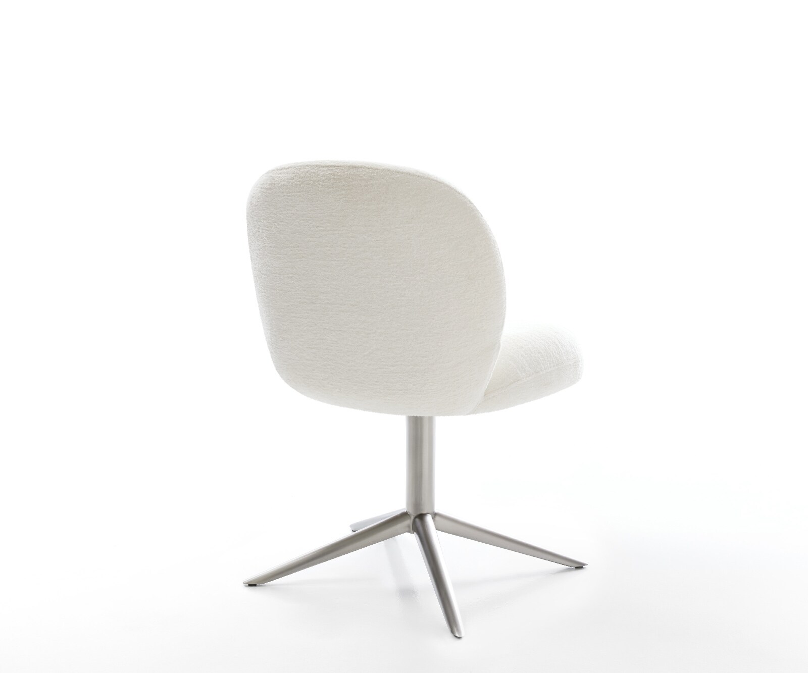 Drehstuhl Nube-Flex Bouclé Soft Beige Fußkreuz Edelstahl 360° drehbar Wippfunktion Taschenfederkern 4