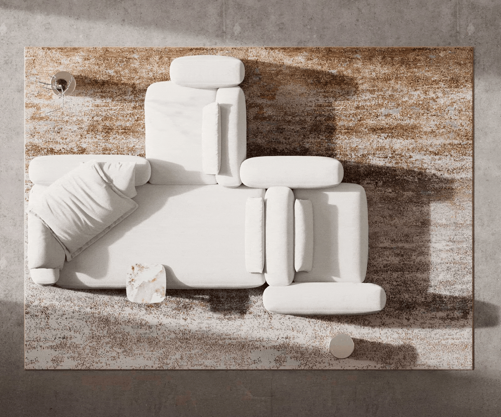 Wohnlandschaft Freestyle 360x290 cm Bouclé Soft Beige Kappnaht 6